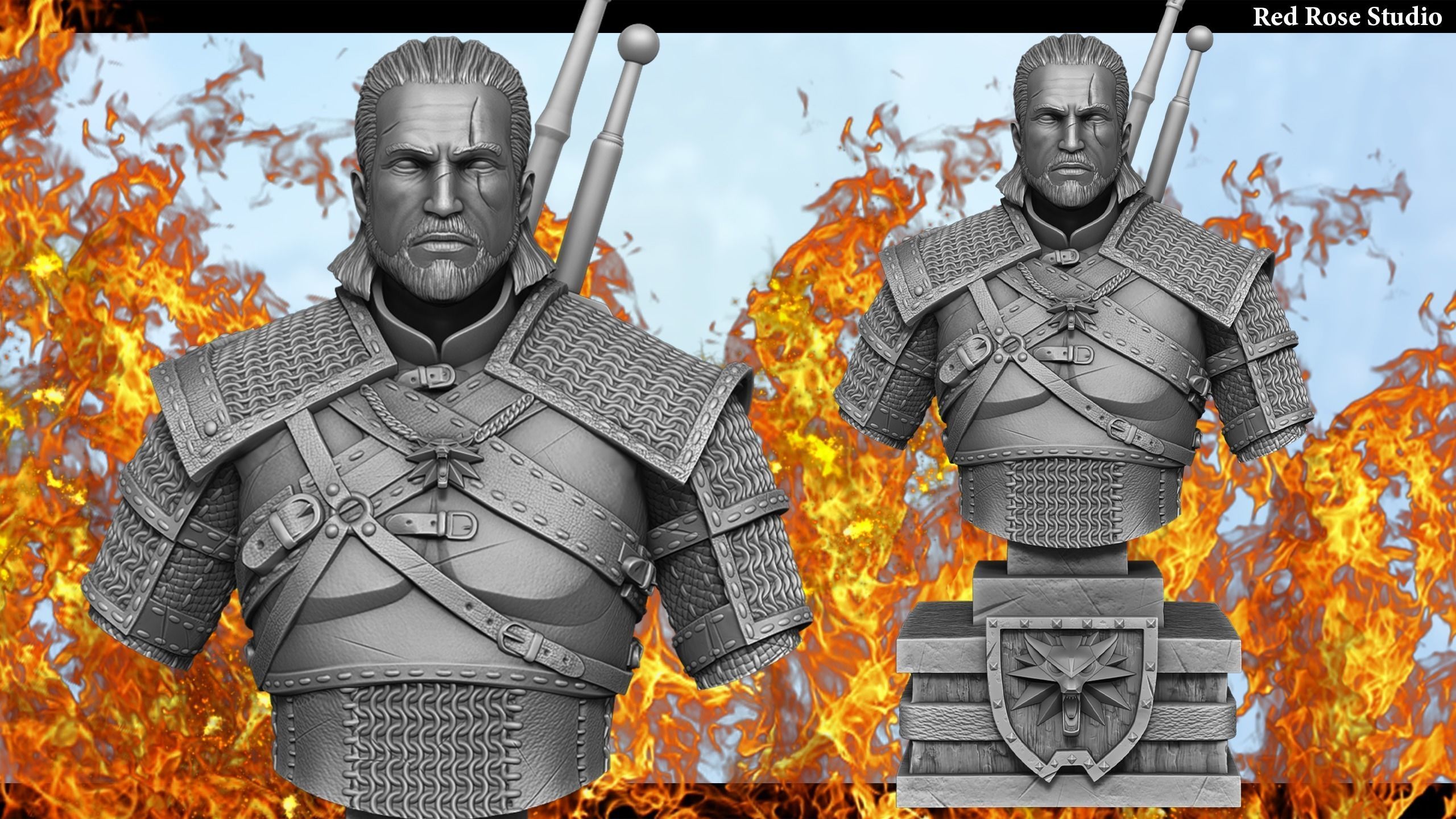 Witcher Geralt of Rivia bust 3D print model_18