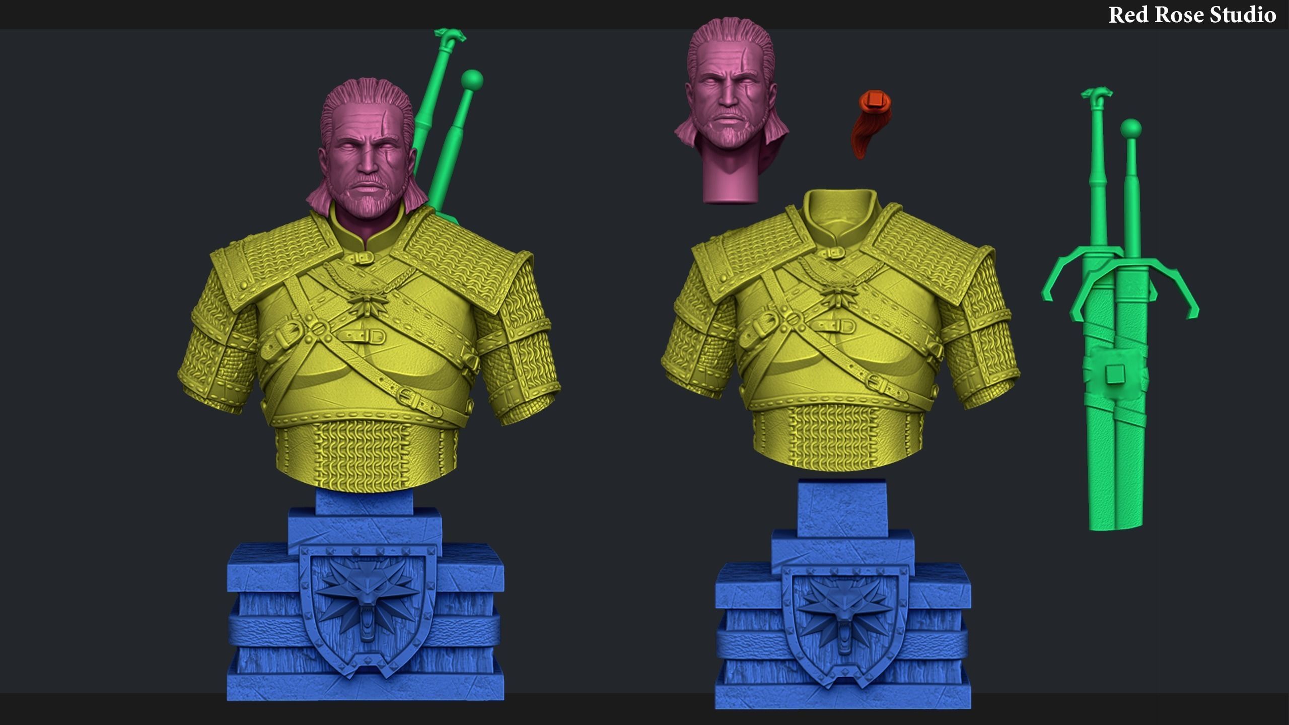 Witcher Geralt of Rivia bust 3D print model_3