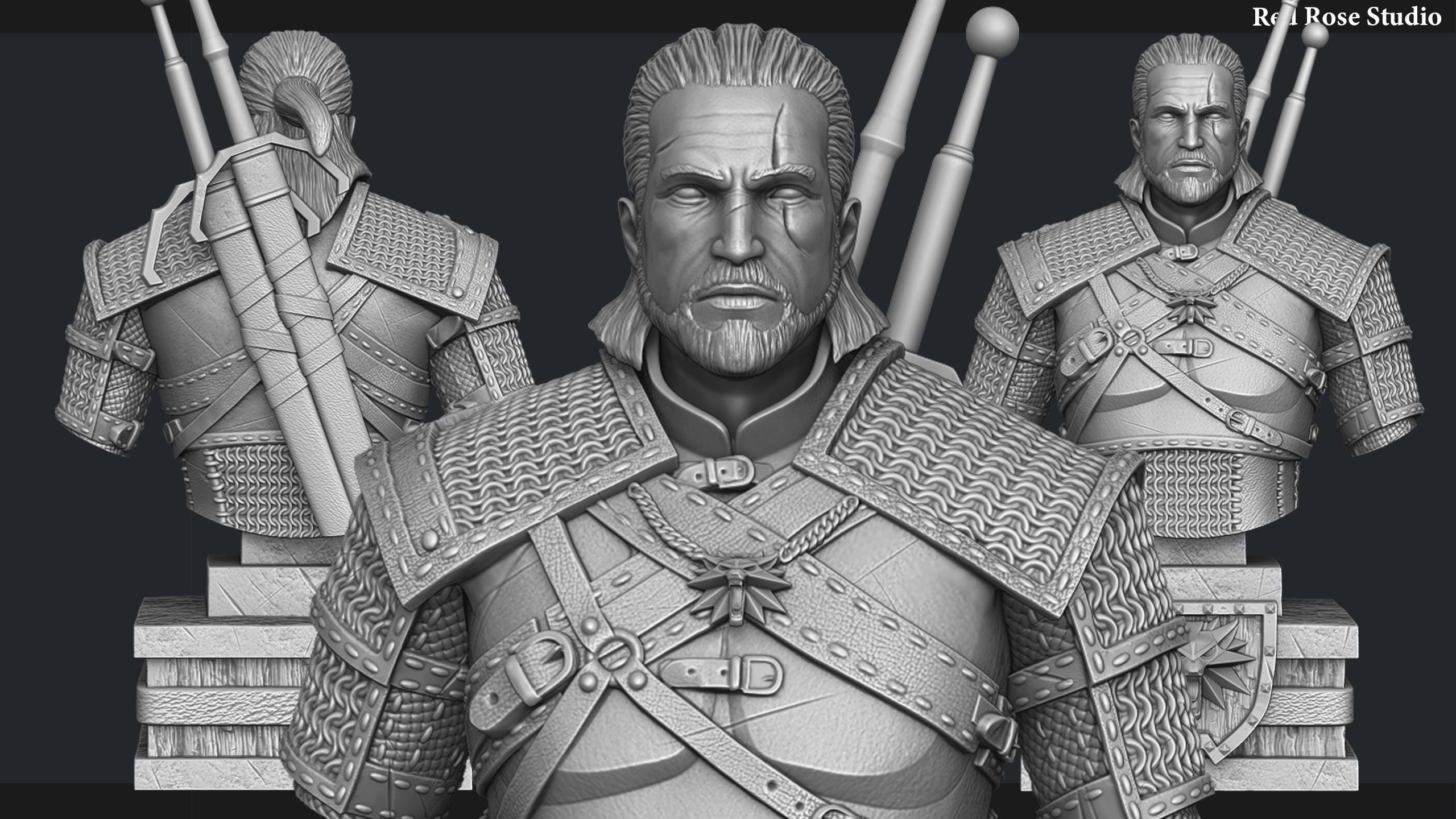 Witcher Geralt of Rivia bust 3D print model_2