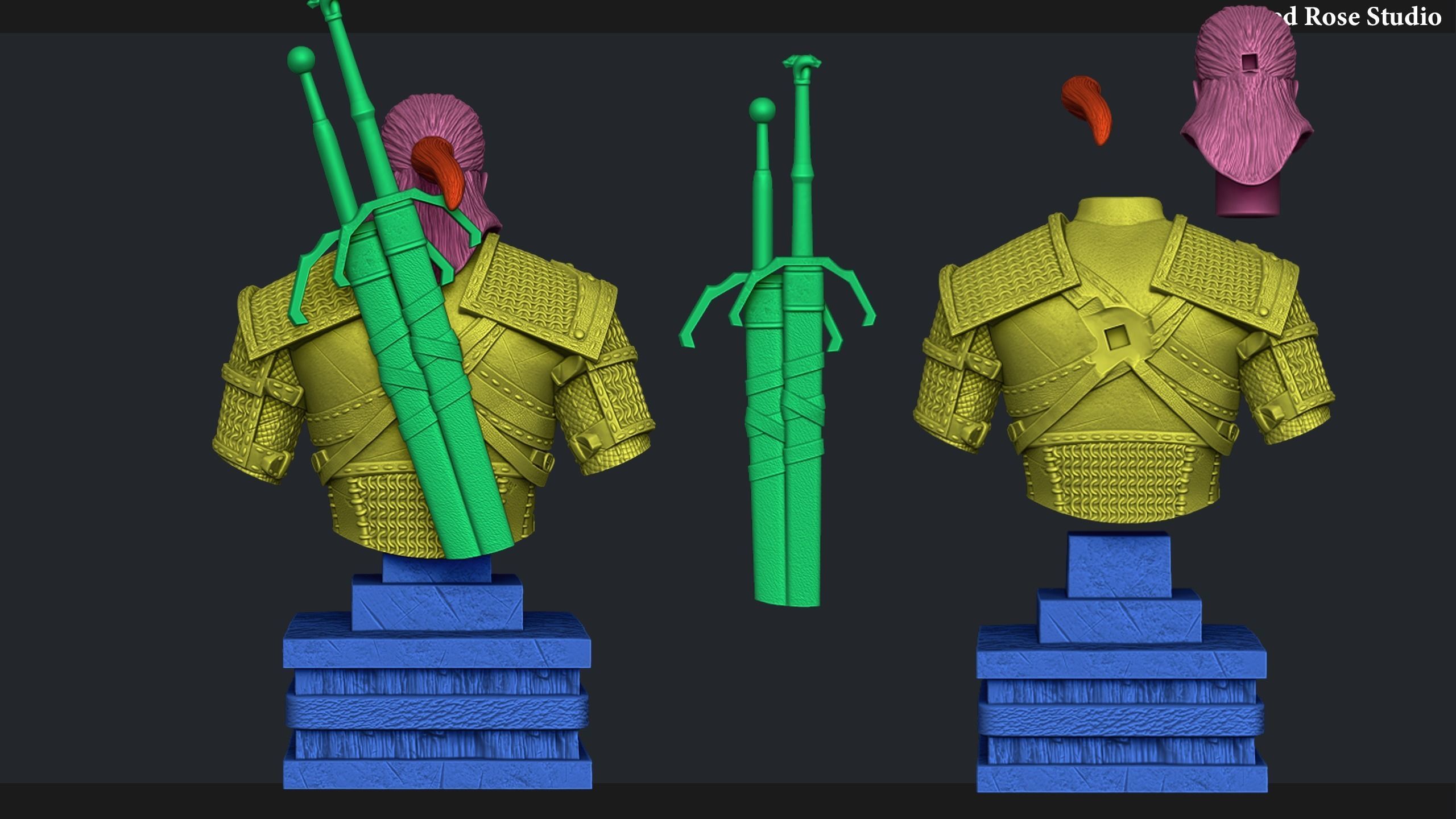 Witcher Geralt of Rivia bust 3D print model_5