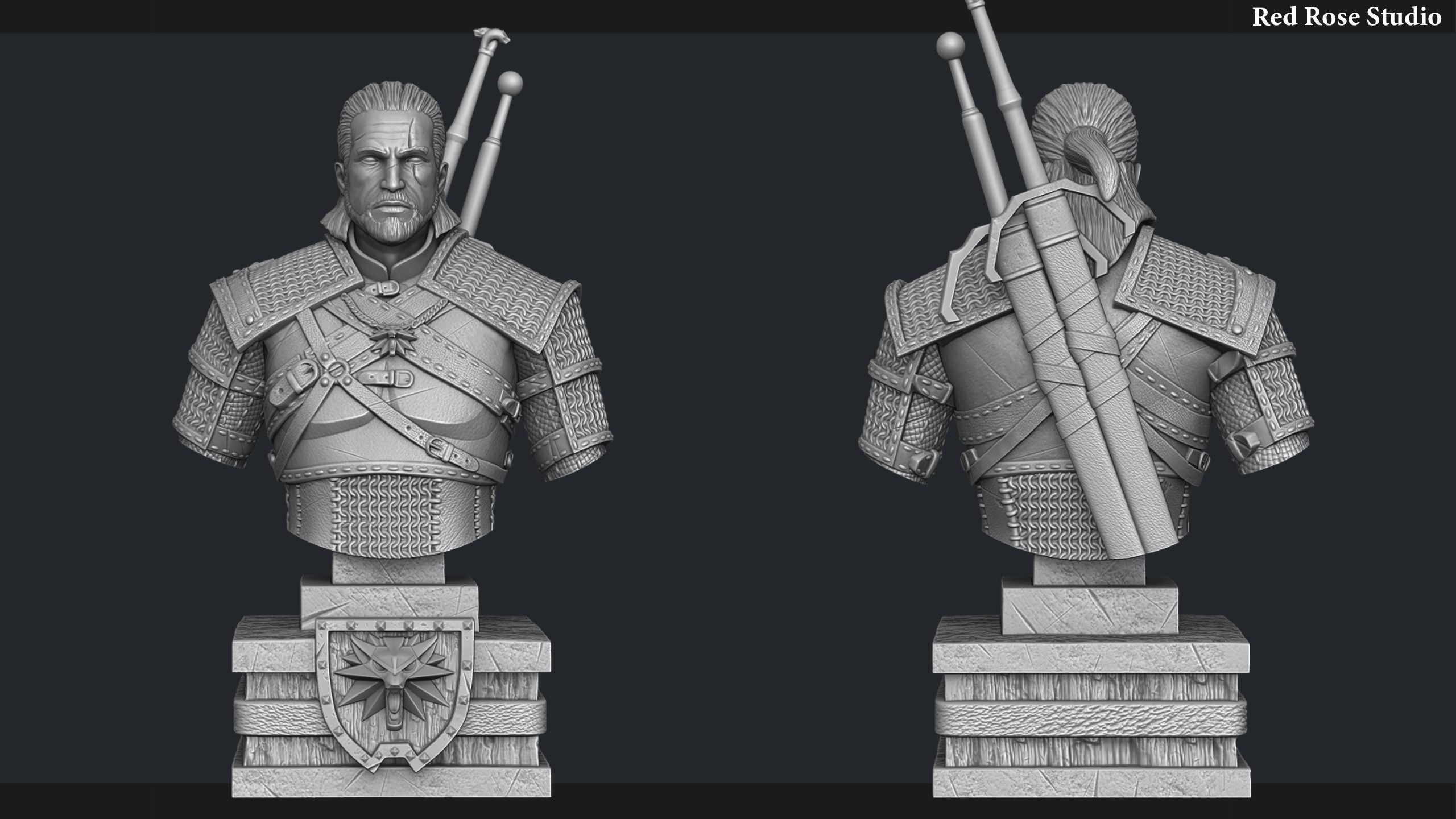 Witcher Geralt of Rivia bust 3D print model_1