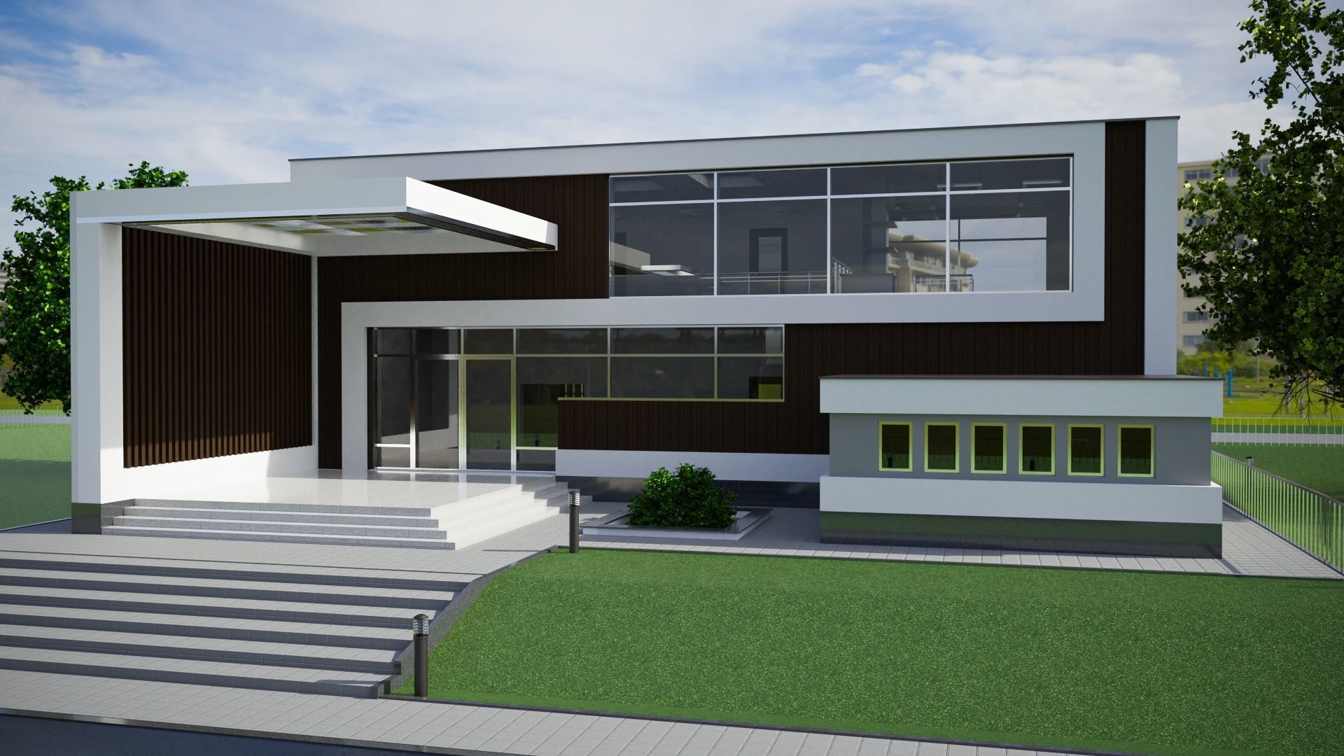 House modern at night 3D model_3