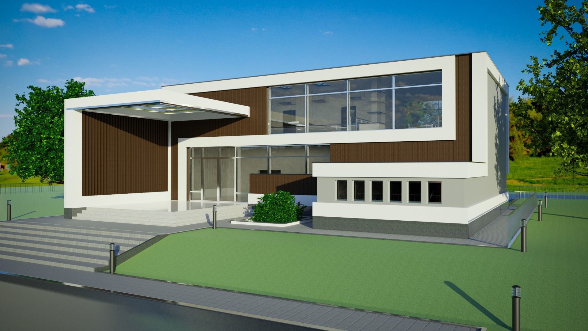 House modern at night 3D model_10