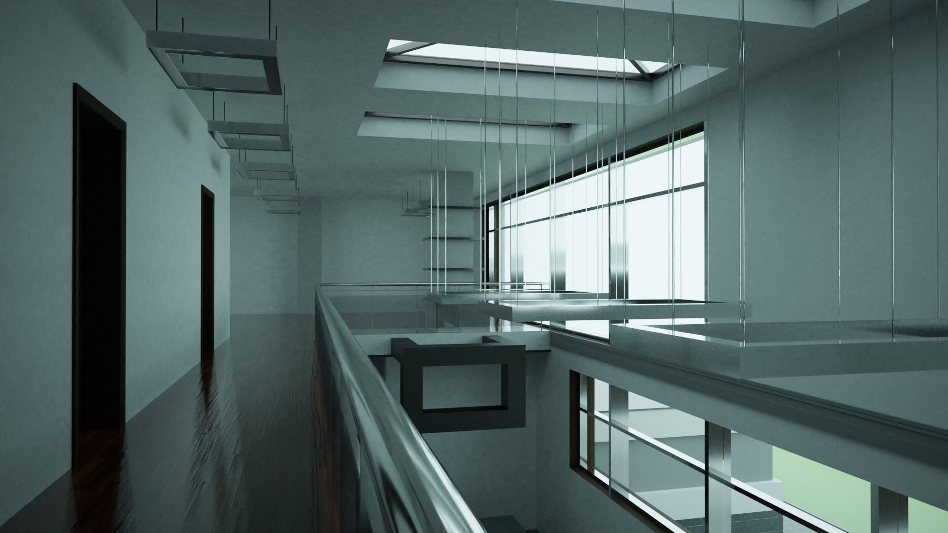 House modern at night 3D model_7