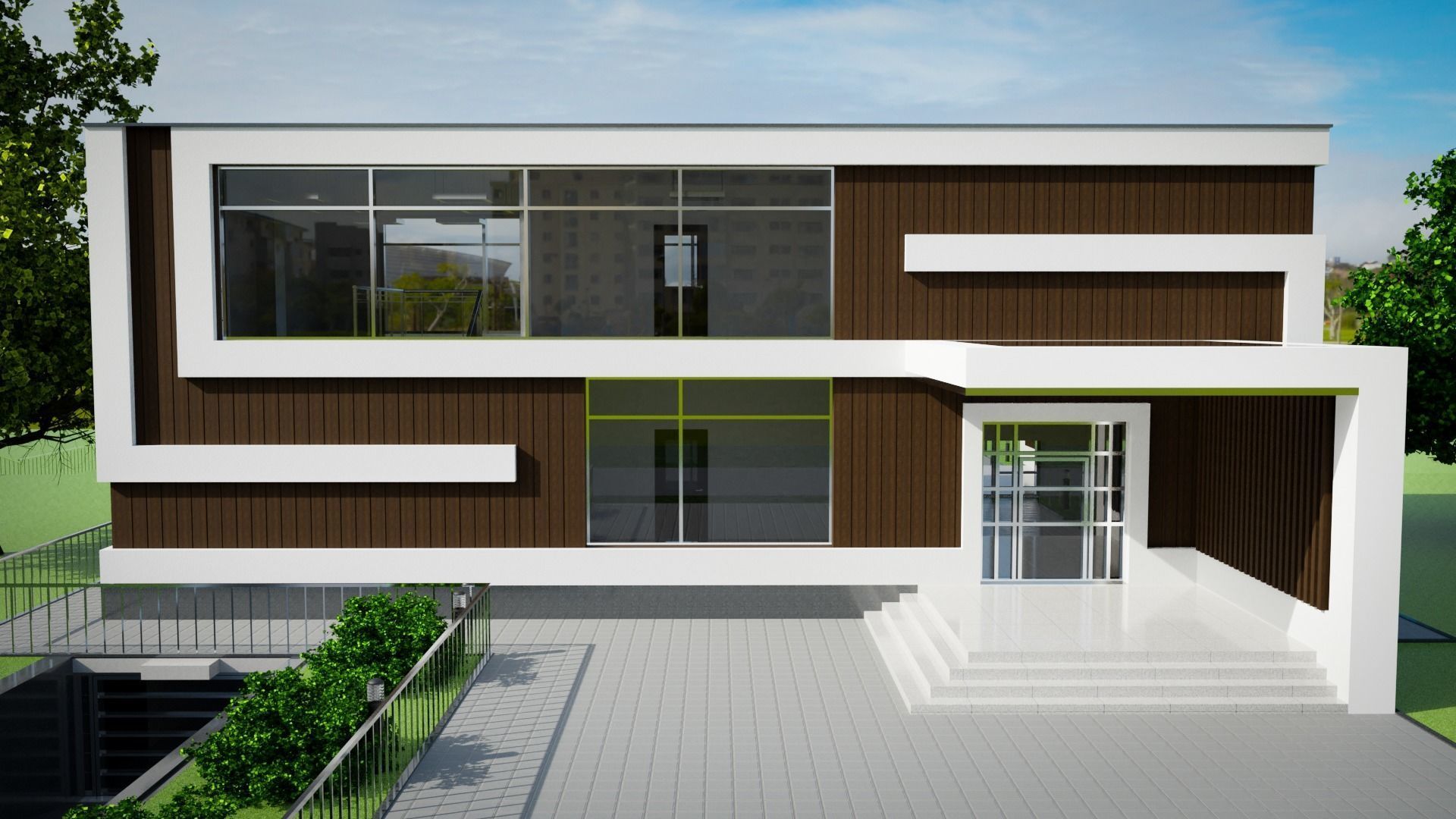 House modern at night 3D model_1