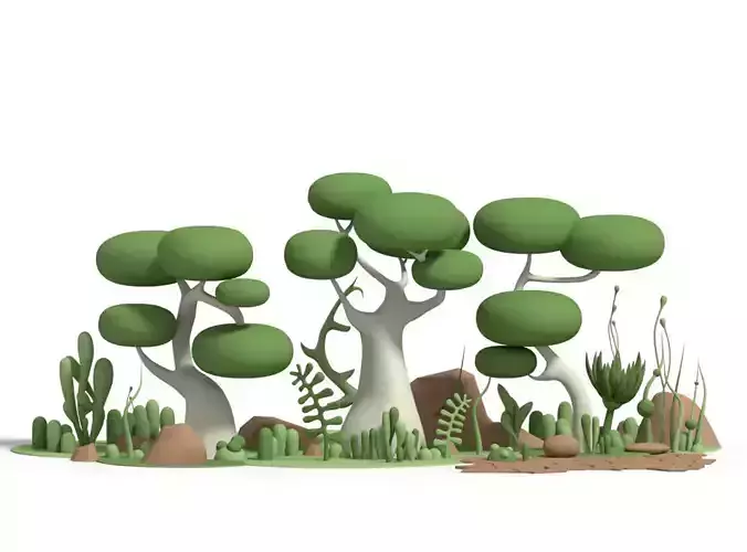 Toon Nature  Low-poly 3D model