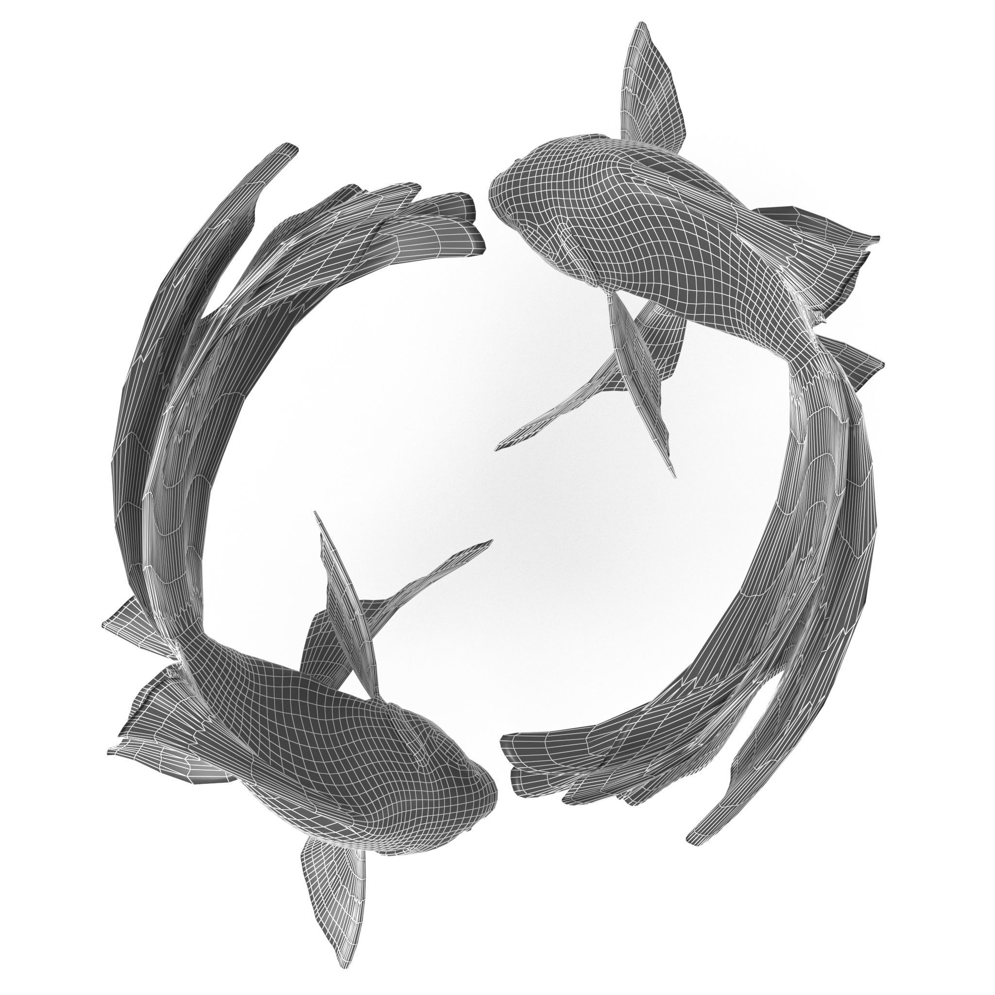 Yin Yang Fish Low-poly 3D model_7