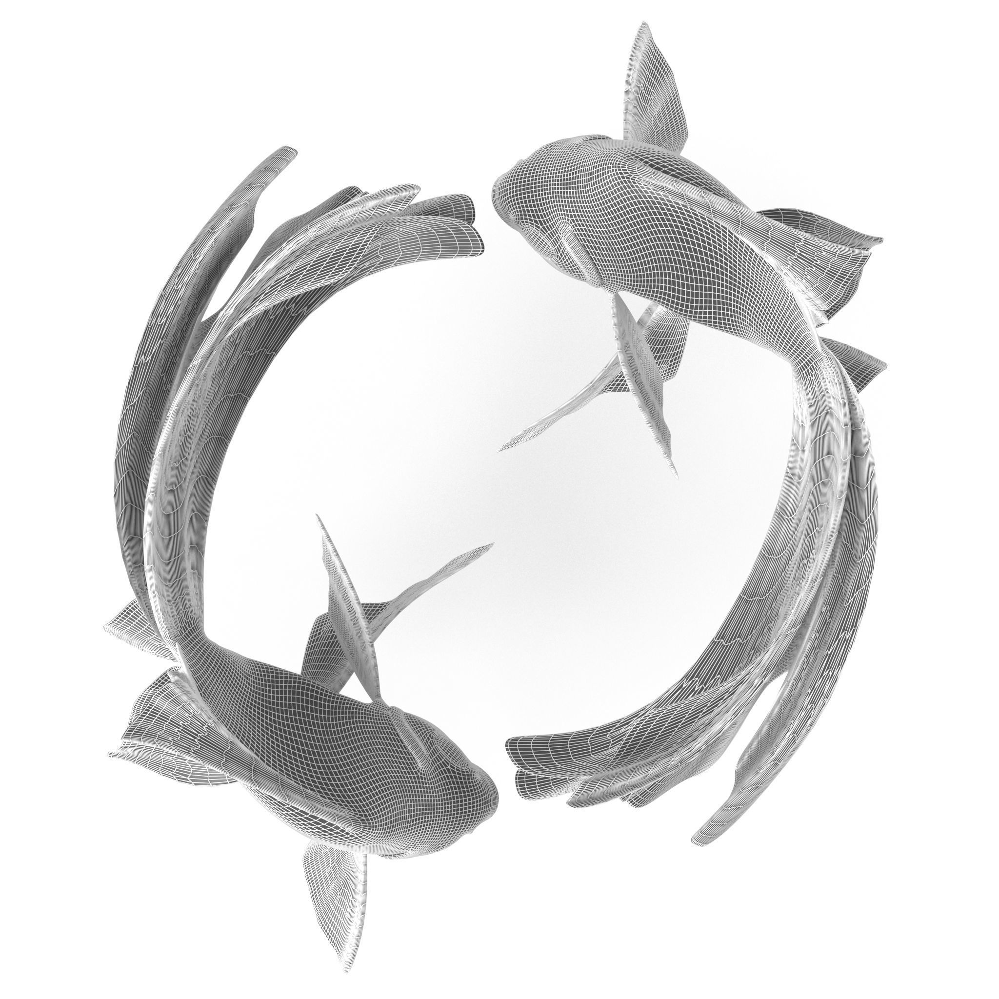 Yin Yang Fish Low-poly 3D model_8