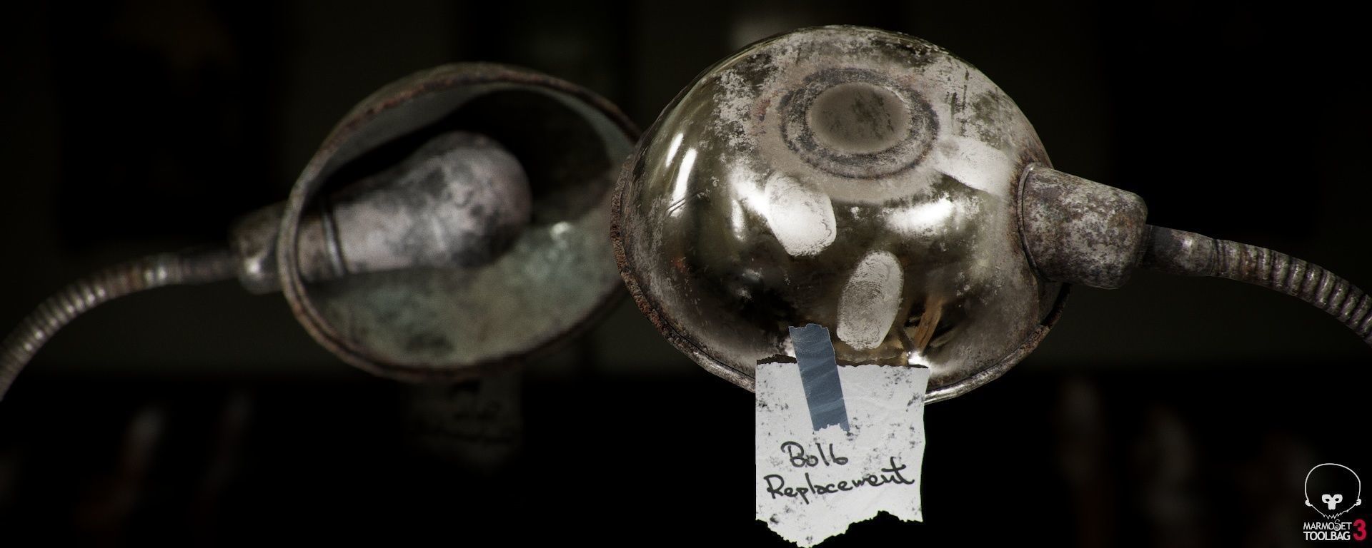 Old Desk Metallic Lamp Low-poly 3D model_2