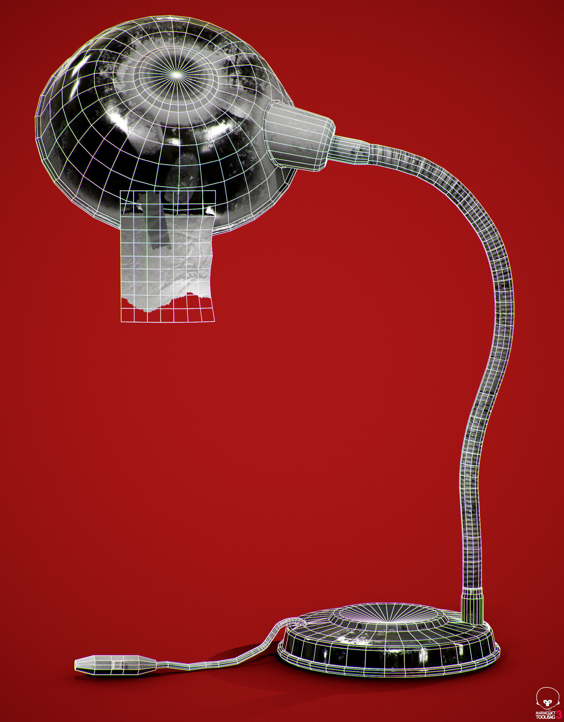 Old Desk Metallic Lamp Low-poly 3D model_4