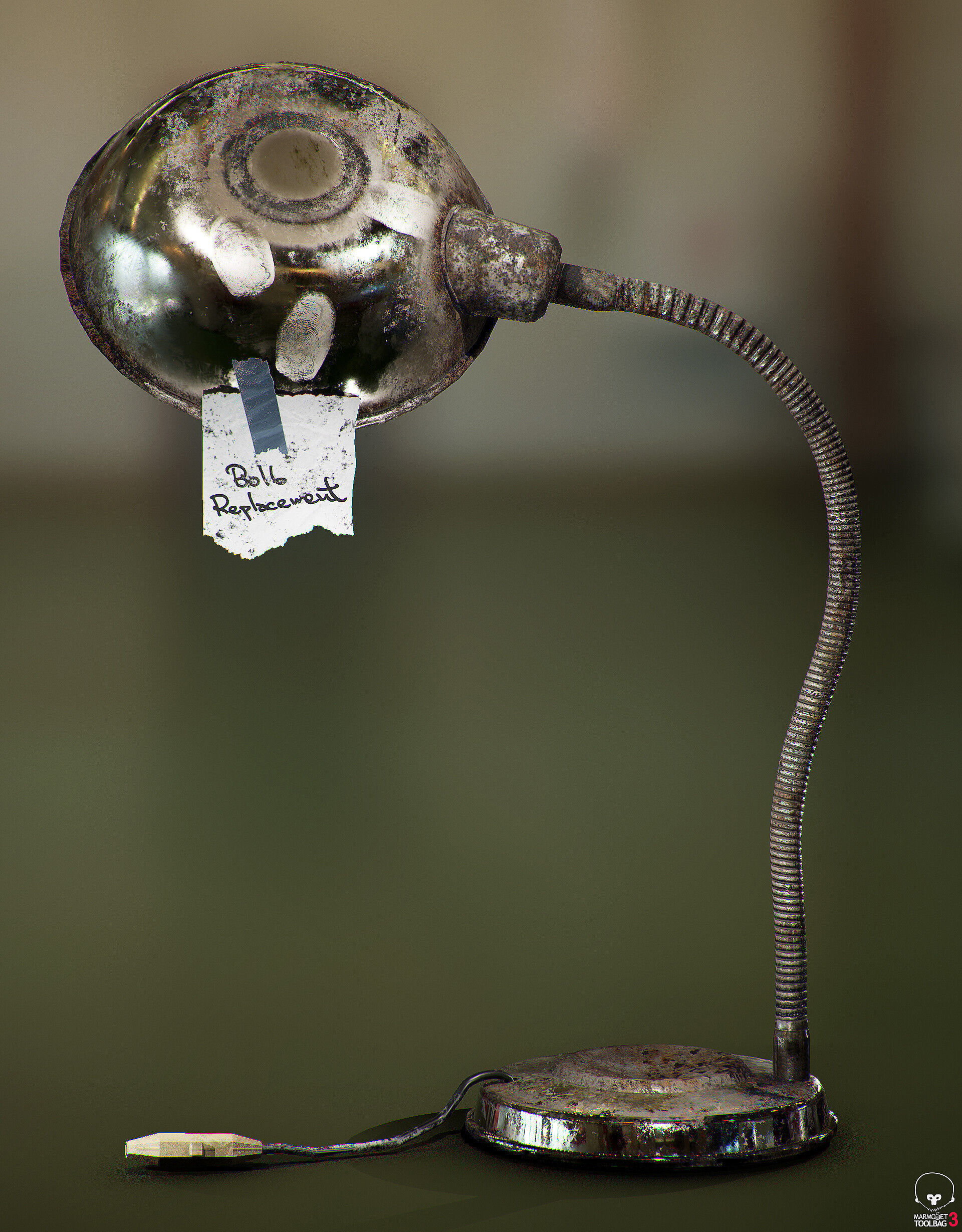 Old Desk Metallic Lamp Low-poly 3D model_3