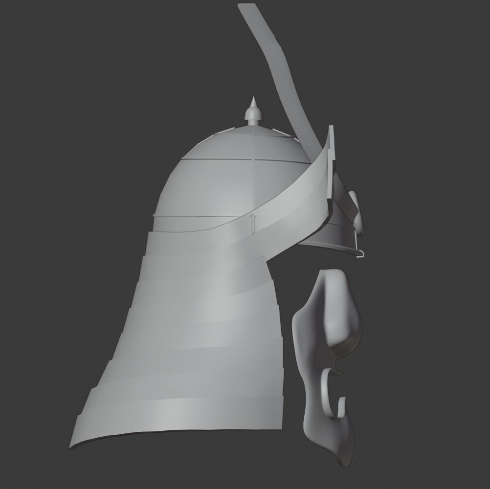 Samurai Helmet  Low-poly 3D model_5