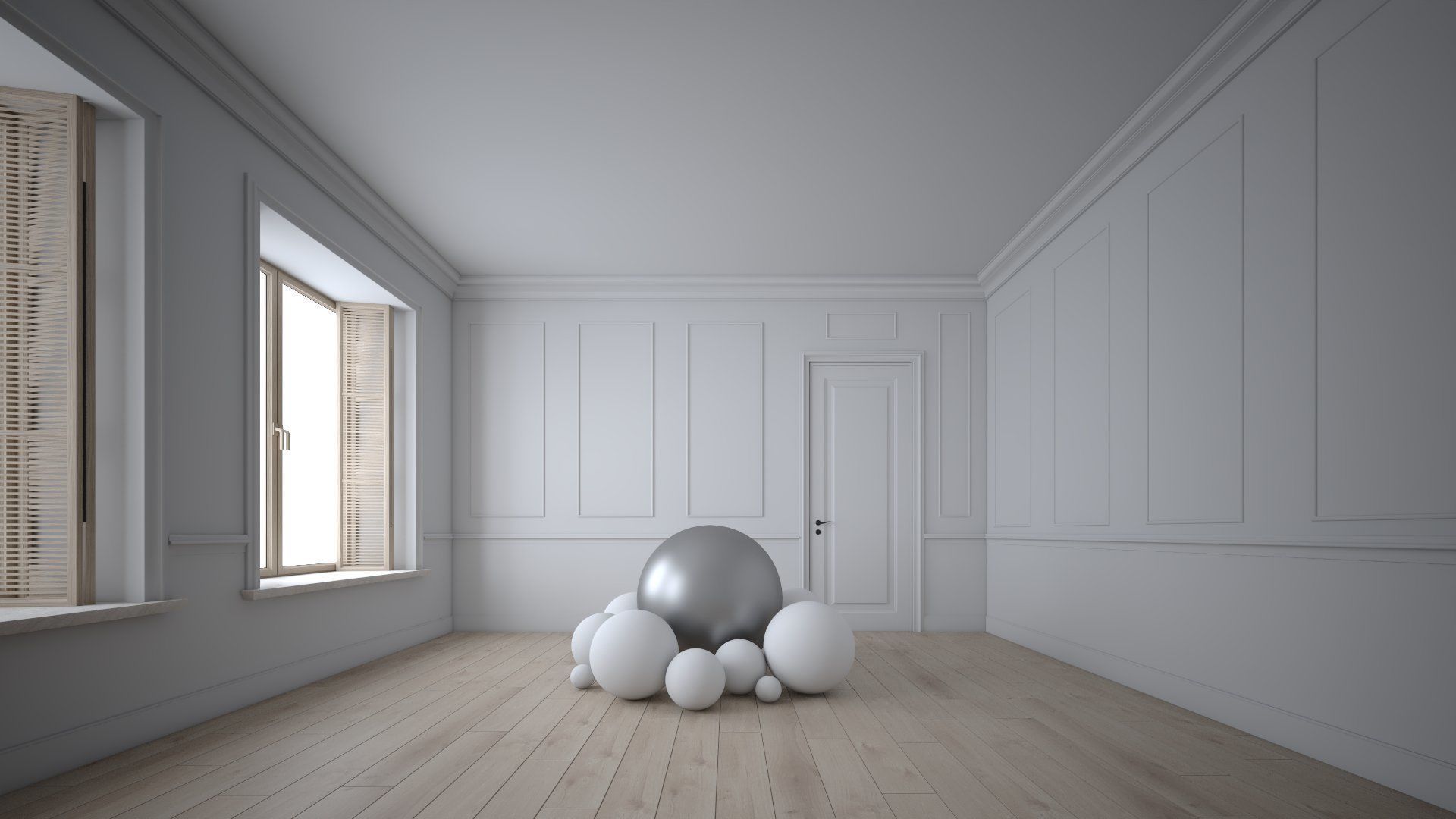 Multiple Renderer Setups - Mid-Century Type Room Scene- Lights Low-poly 3D model_1