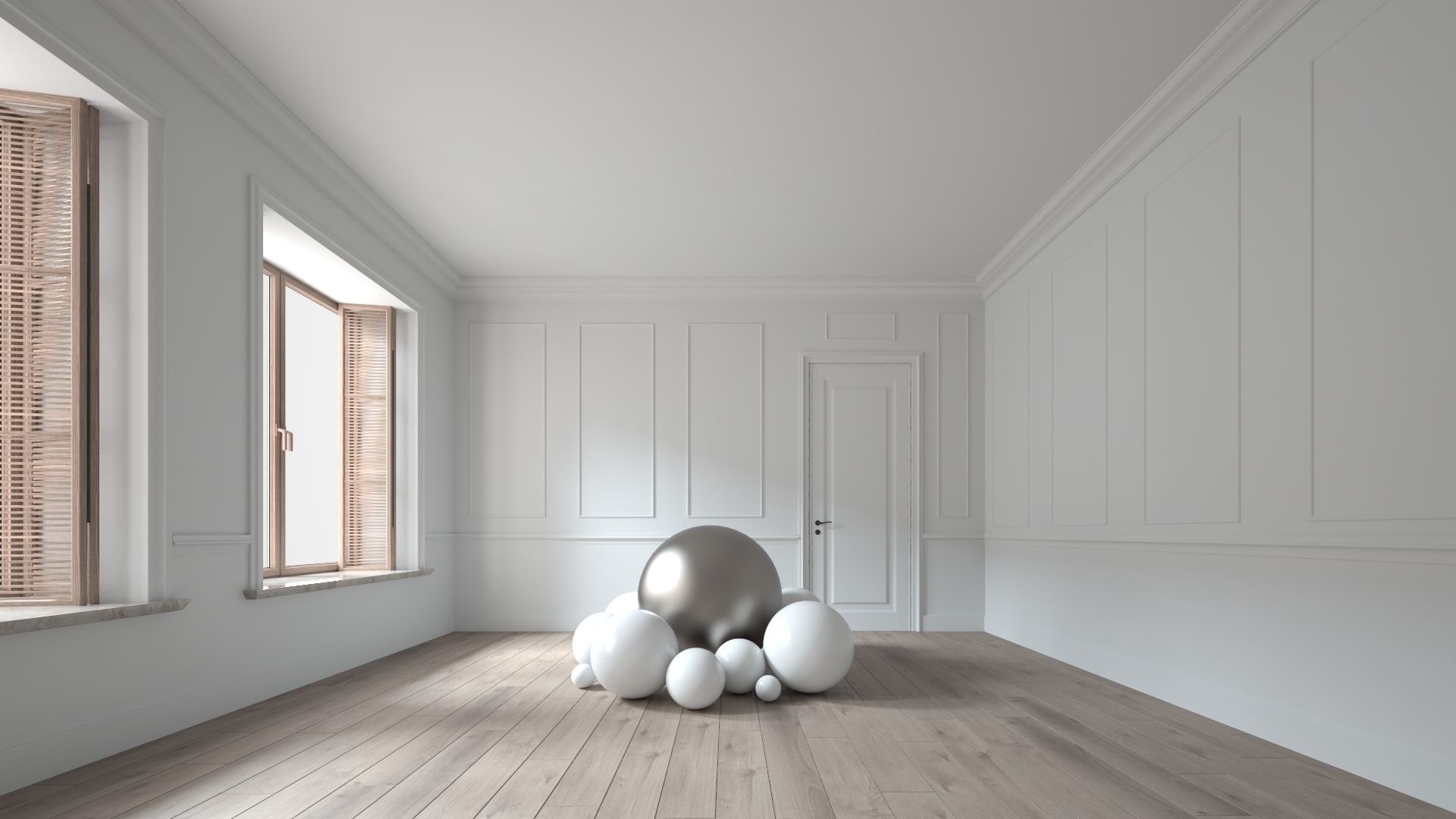 Multiple Renderer Setups - Mid-Century Type Room Scene- Lights Low-poly 3D model_2