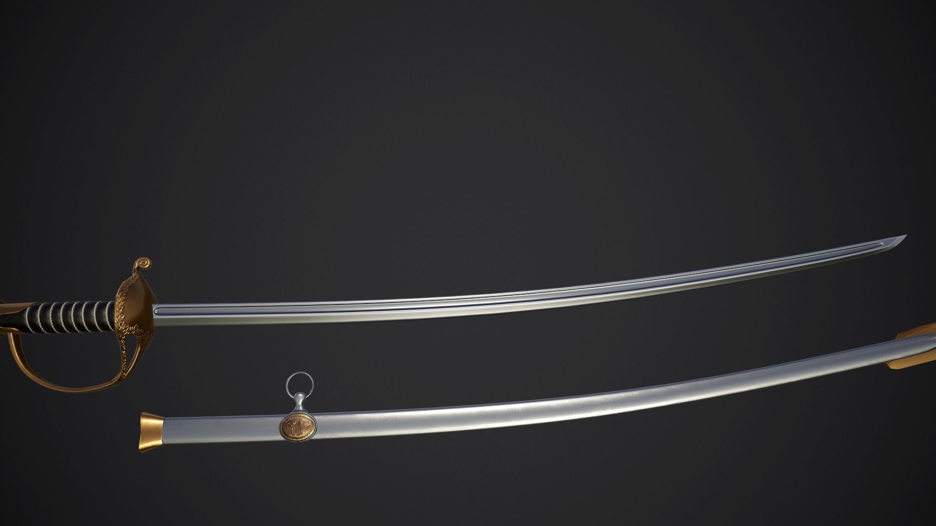 Sabre sword Low-poly 3D model_3