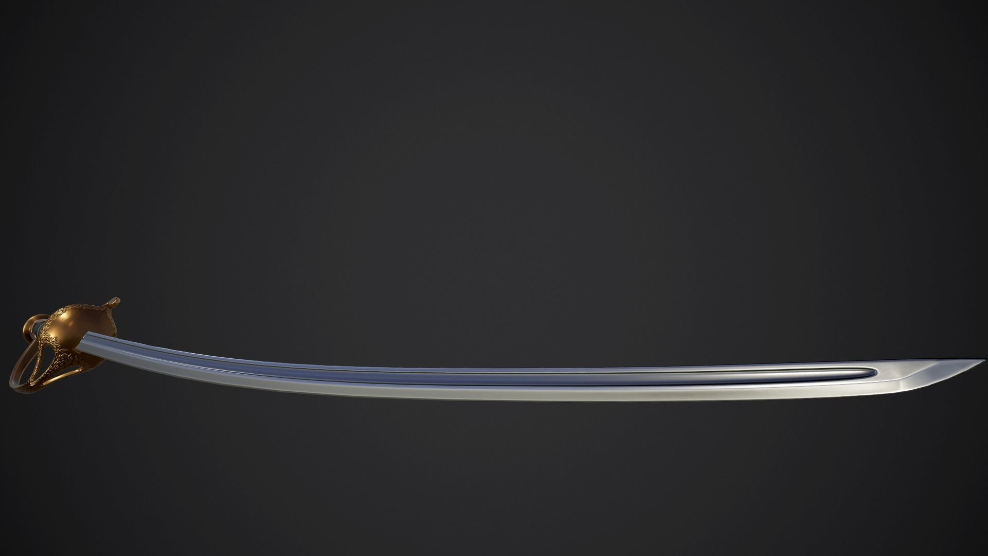 Sabre sword Low-poly 3D model_4