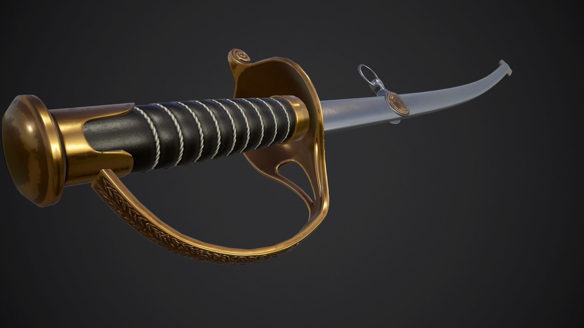 Sabre sword Low-poly 3D model_1