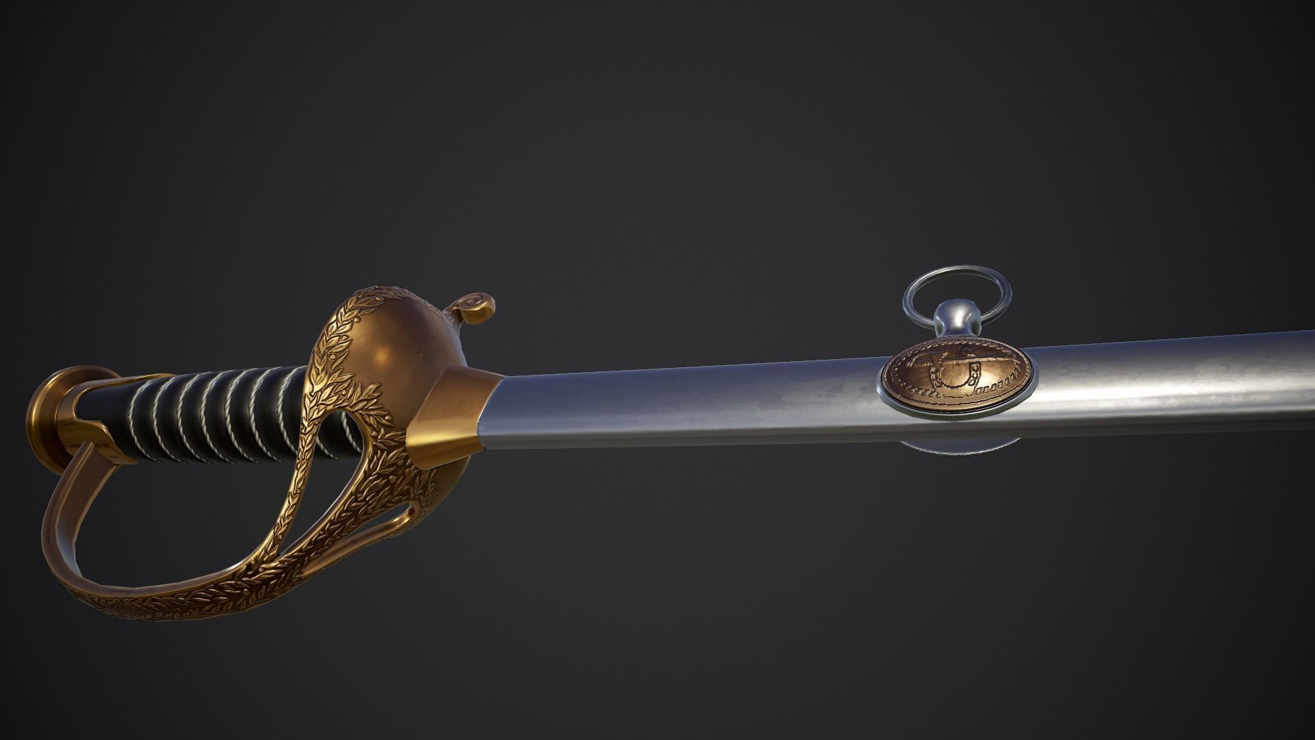 Sabre sword Low-poly 3D model_2