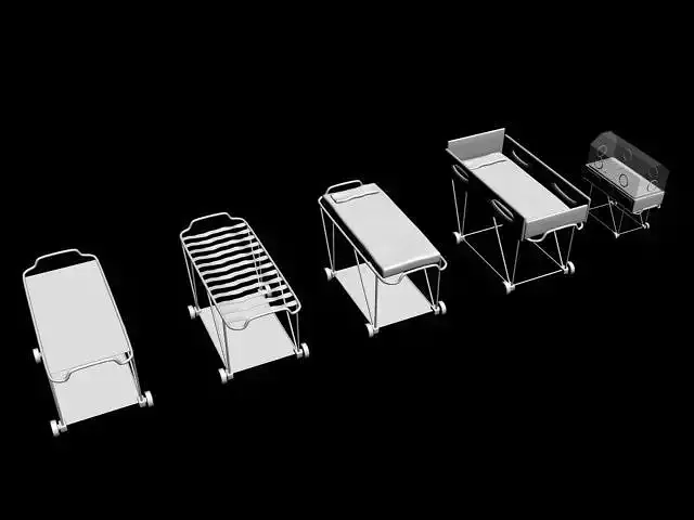 stretchers collection hospital bed on wheels 3D model