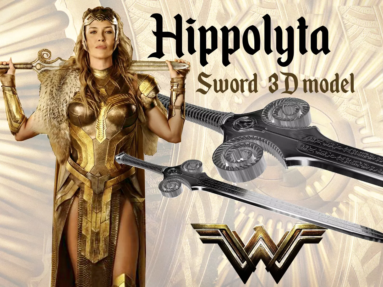 Queen Hippolyta Sword Amazon warrior cosplay 3D print model_0