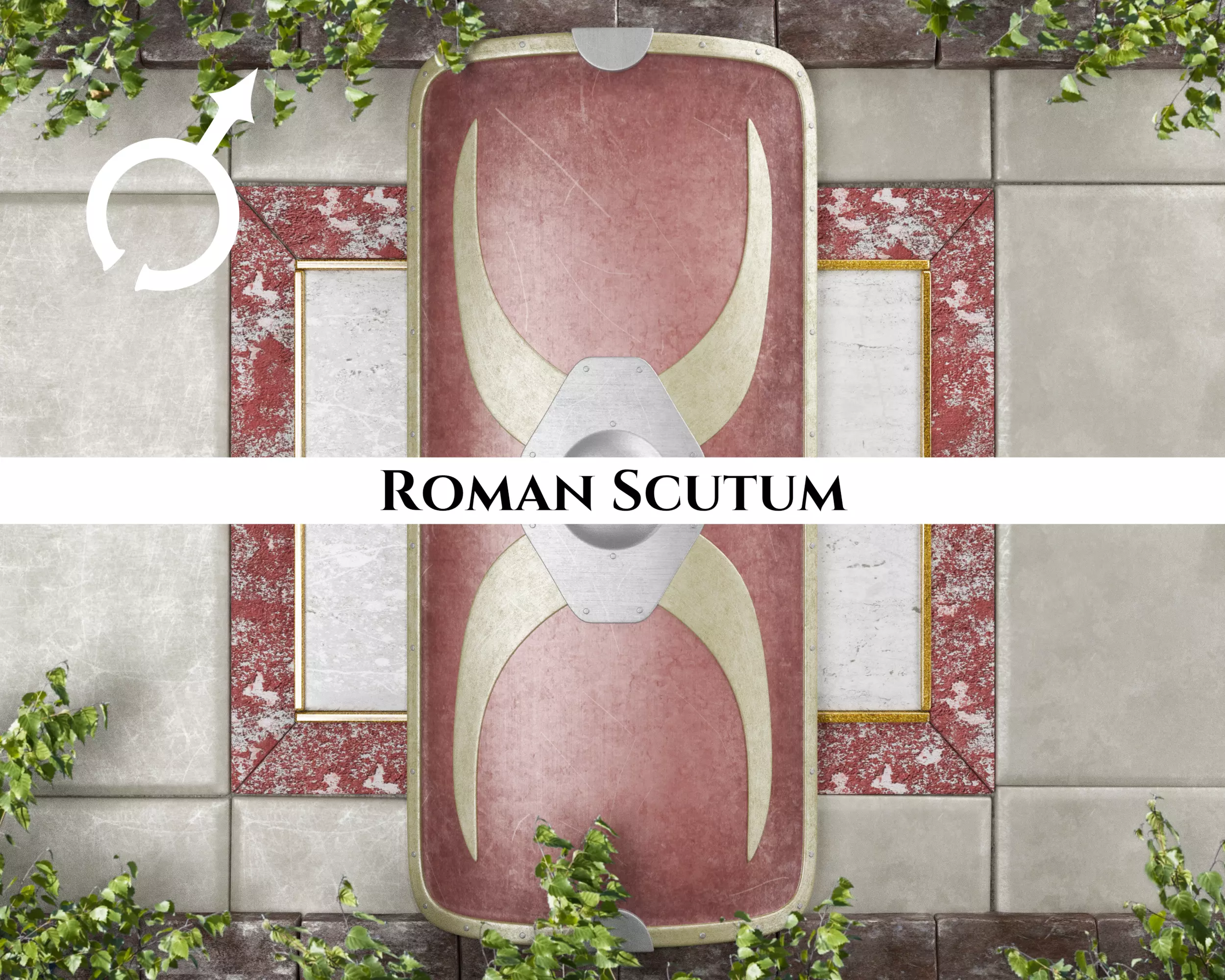 Ancient Roman Scutum Low-poly 3D model_0