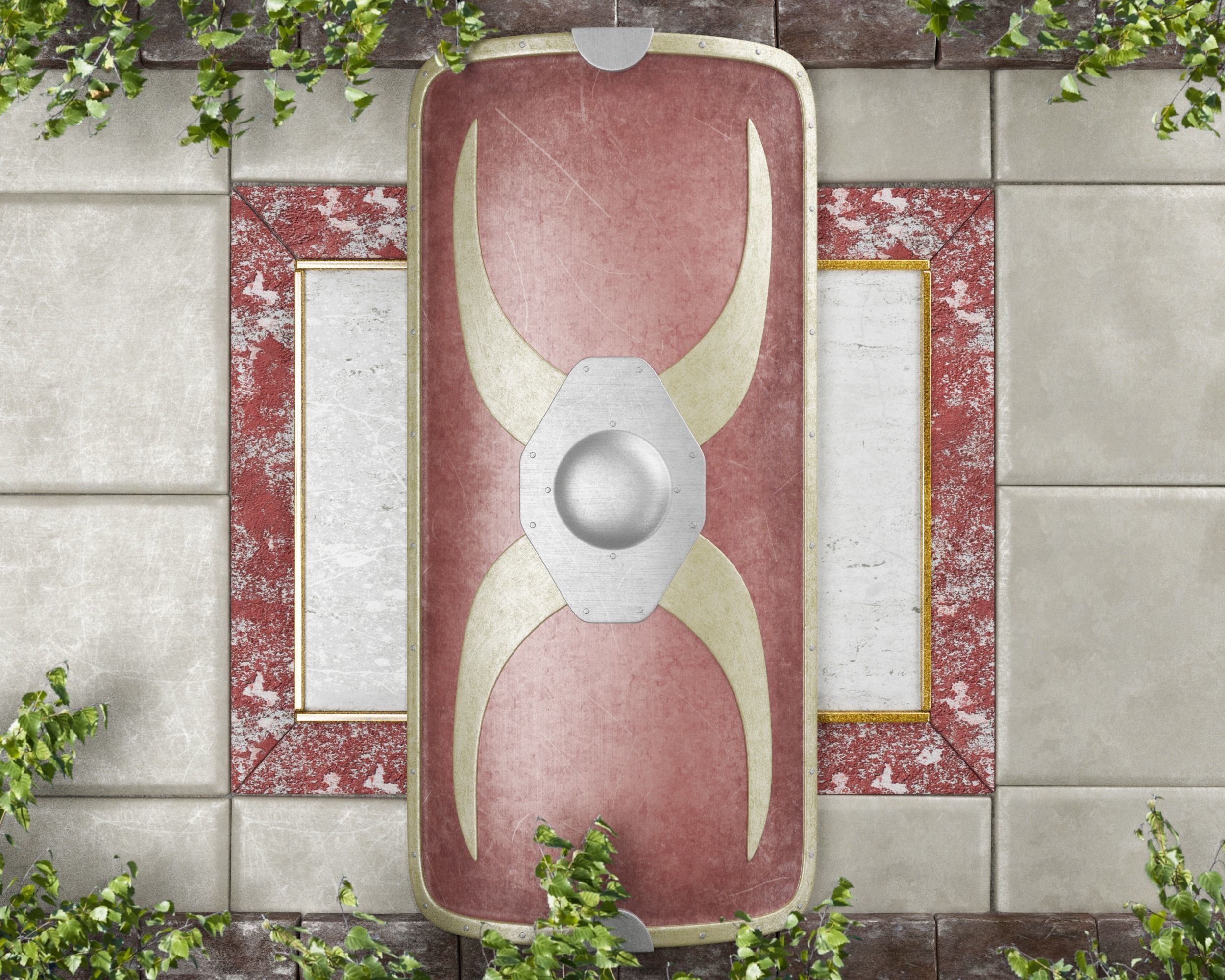 Ancient Roman Scutum Low-poly 3D model_15