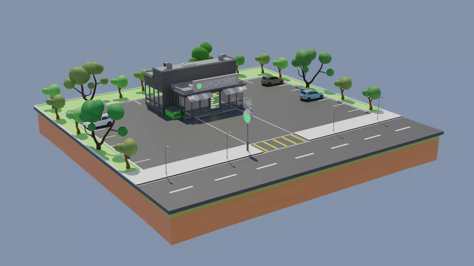 Low poly Grocery Market Low-poly 3D model_0