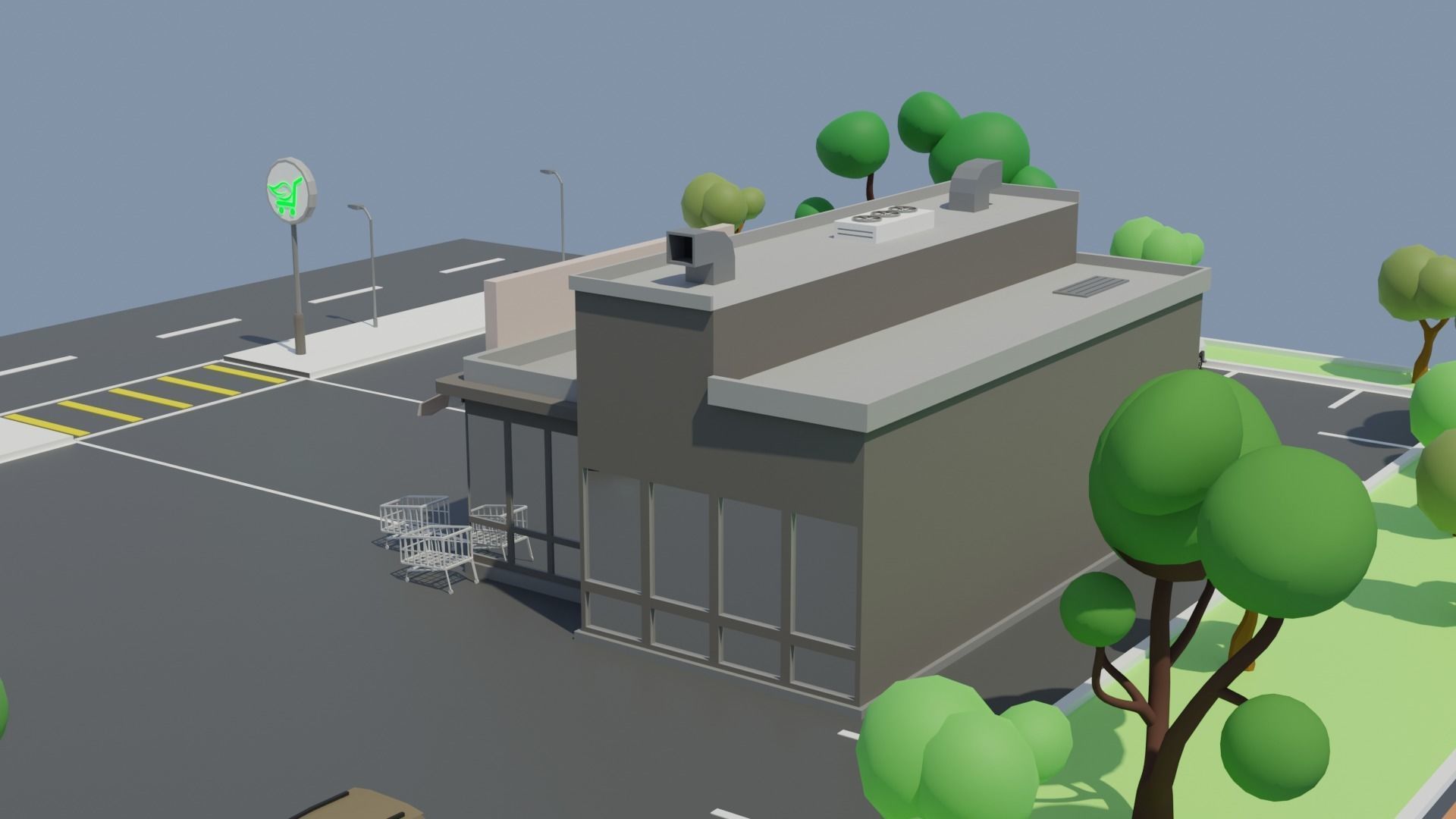 Low poly Grocery Market Low-poly 3D model_3