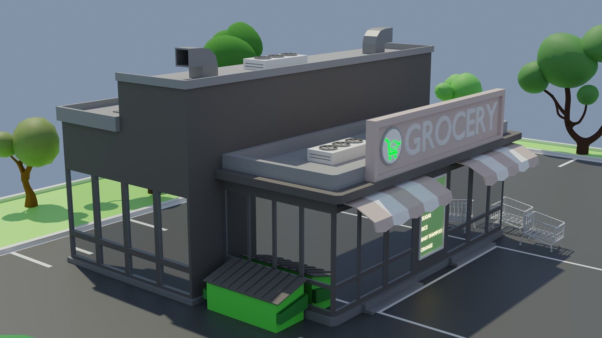 Low poly Grocery Market Low-poly 3D model_4