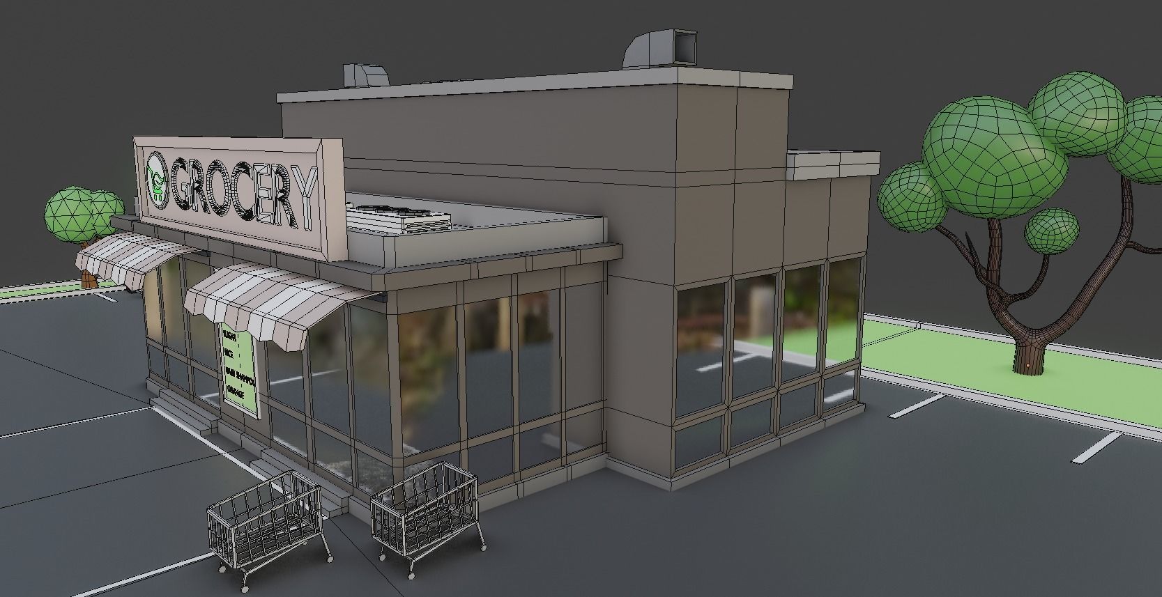 Low poly Grocery Market Low-poly 3D model_8