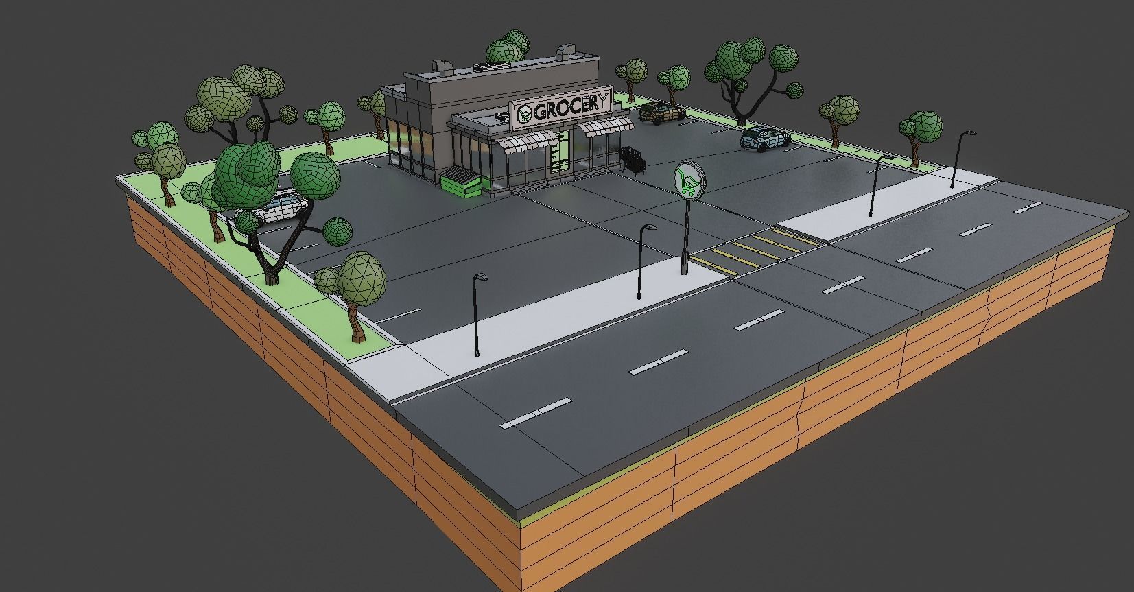 Low poly Grocery Market Low-poly 3D model_6