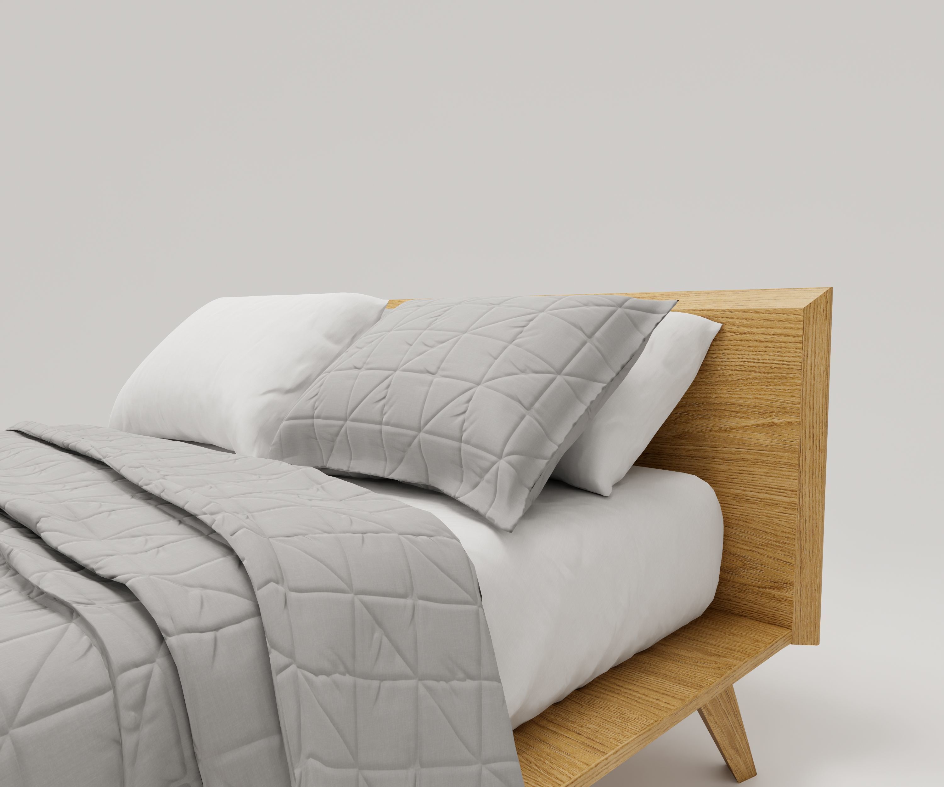 Bed Family for Revit Three sizes Full Queen and King wood 3D model_5