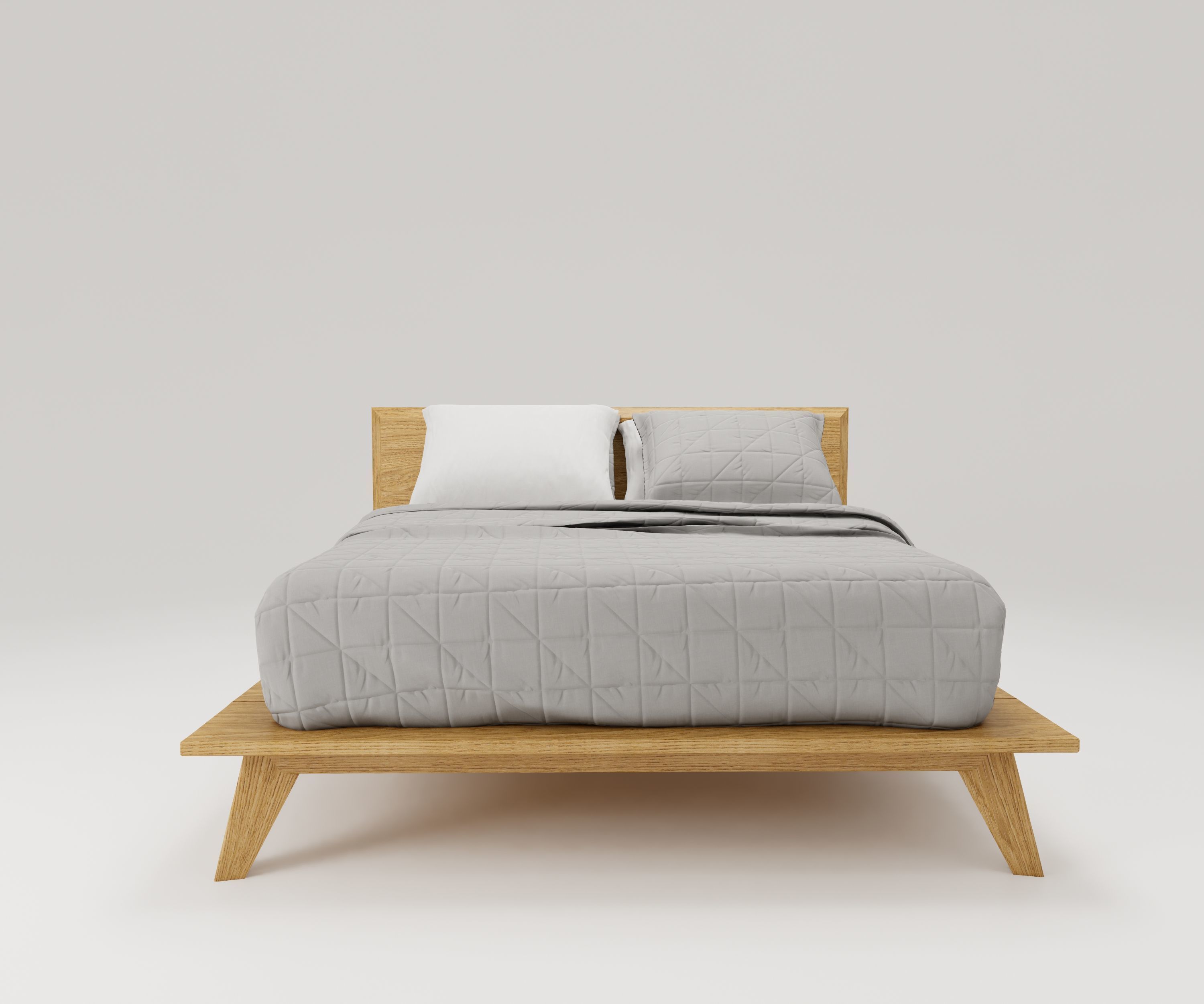 Bed Family for Revit Three sizes Full Queen and King wood 3D model_2