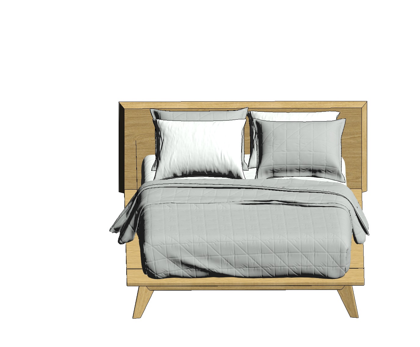 Bed Family for Revit Three sizes Full Queen and King wood 3D model_18