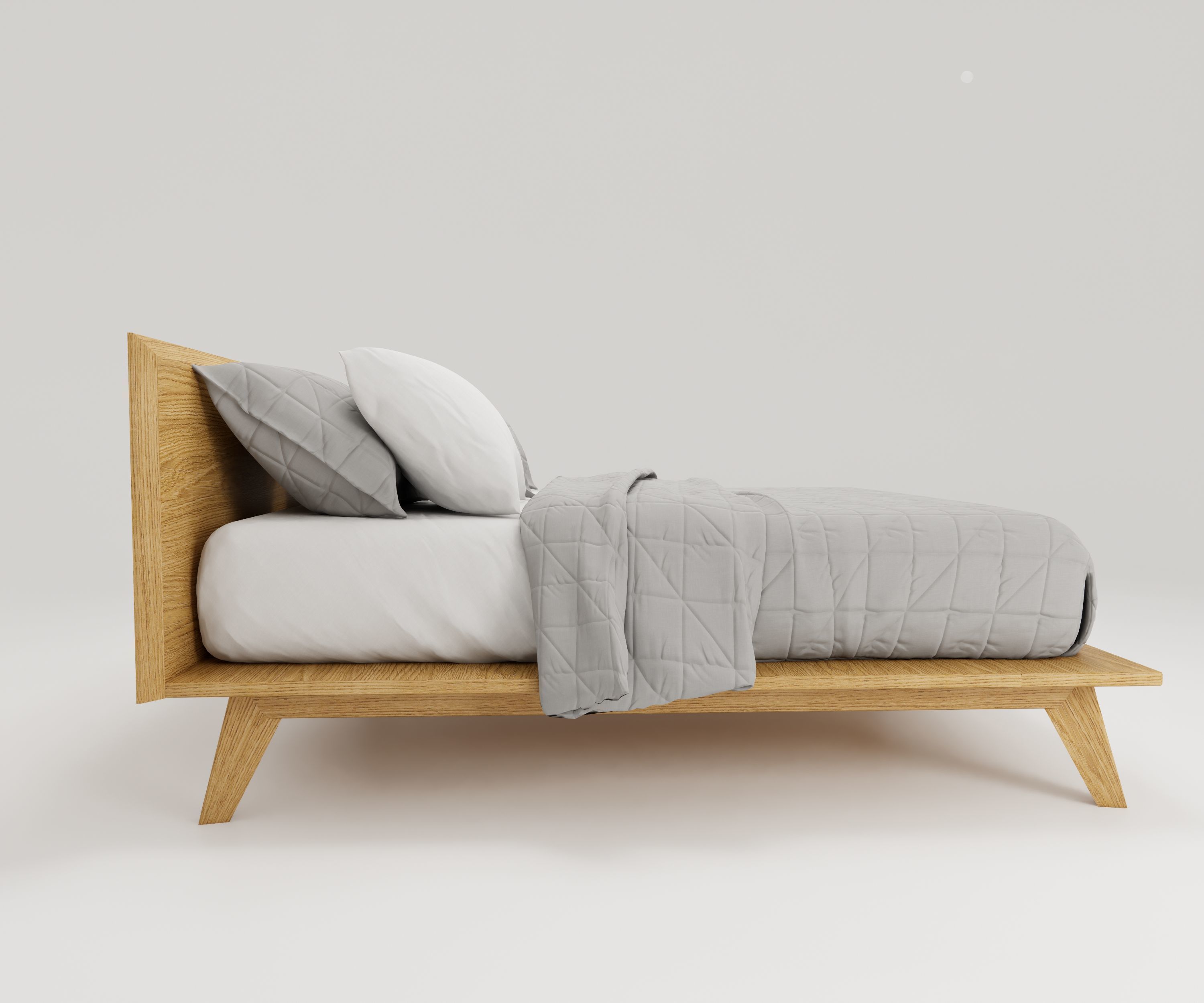 Bed Family for Revit Three sizes Full Queen and King wood 3D model_8