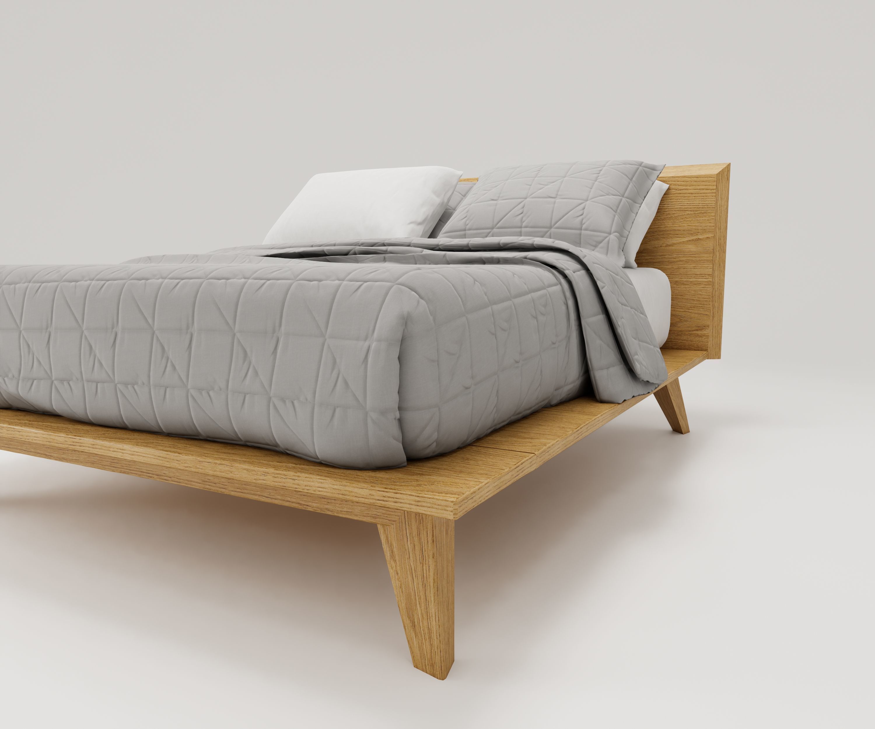 Bed Family for Revit Three sizes Full Queen and King wood 3D model_10