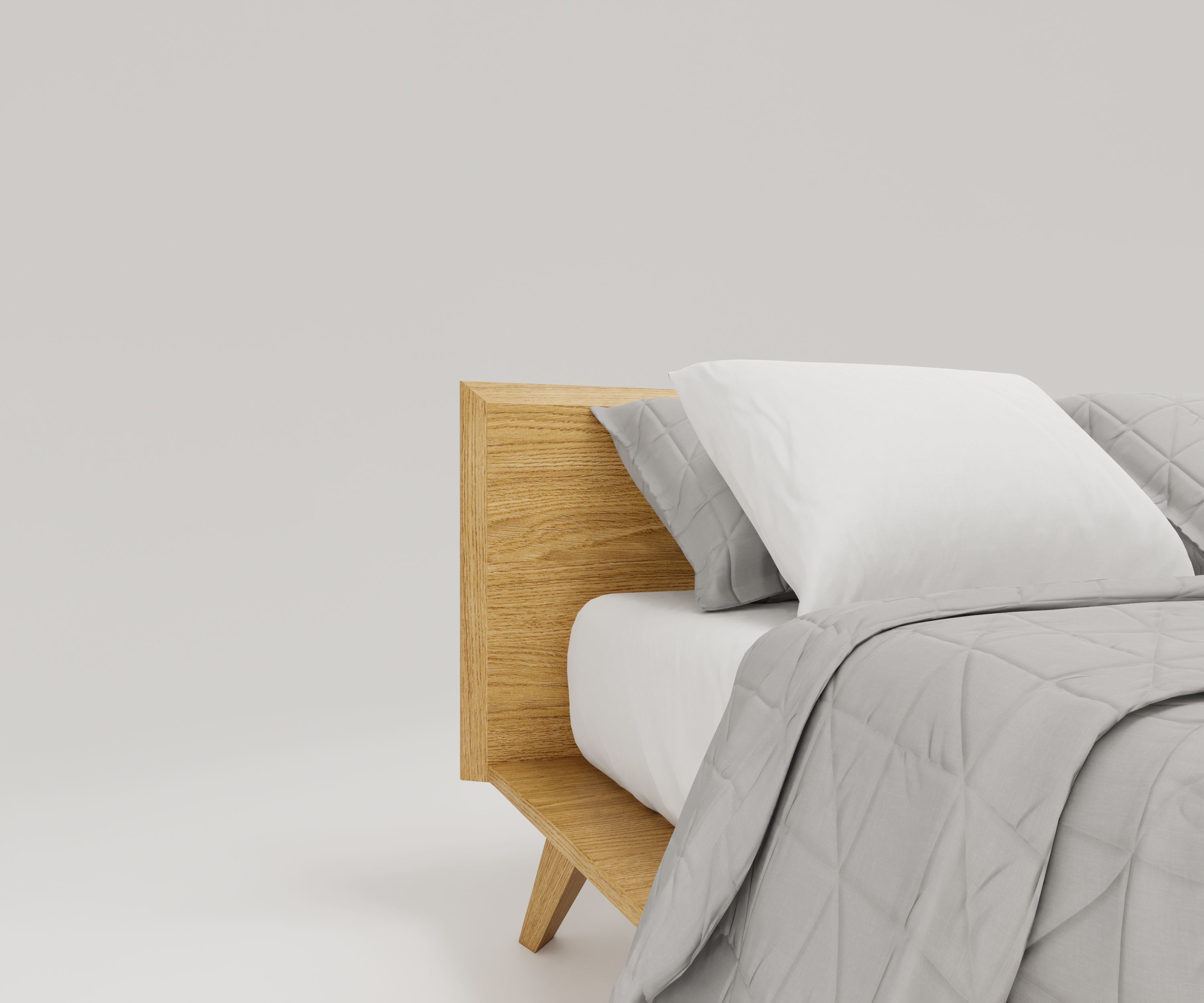 Bed Family for Revit Three sizes Full Queen and King wood 3D model_3