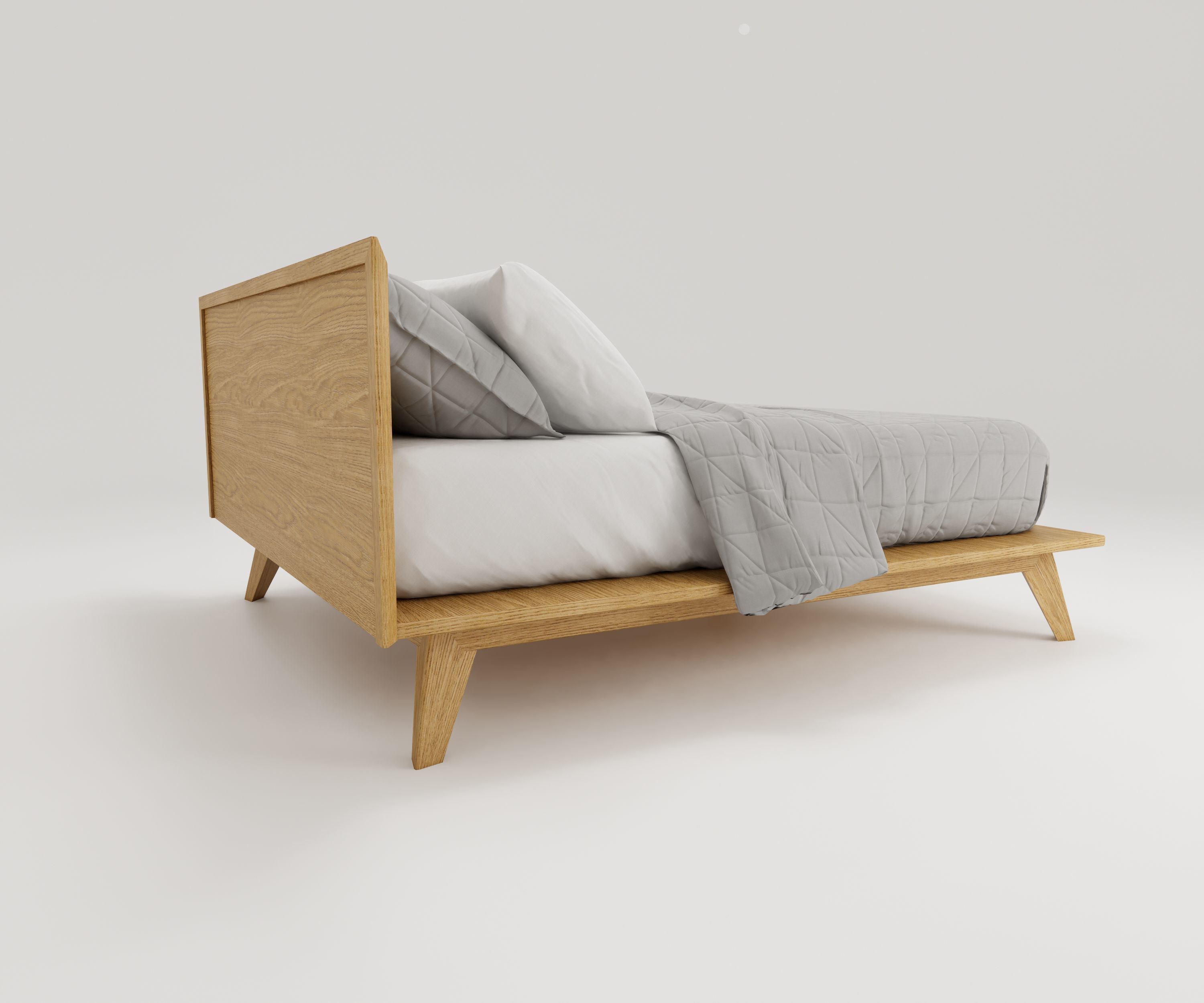 Bed Family for Revit Three sizes Full Queen and King wood 3D model_9
