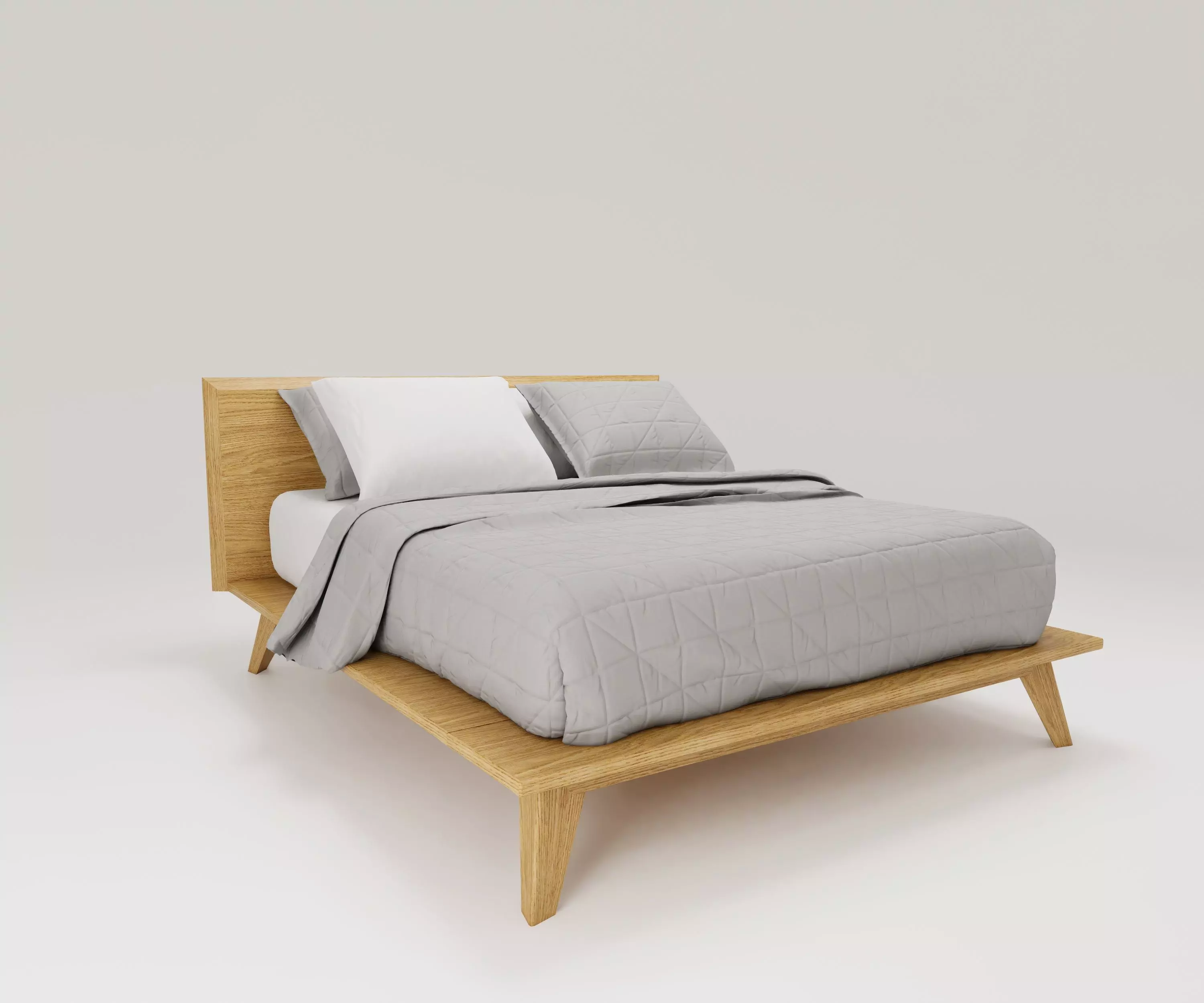 Bed Family for Revit Three sizes Full Queen and King wood 3D model_0