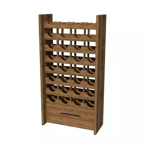WineCellarWood1 wooden wine rack Low-poly 3D model
