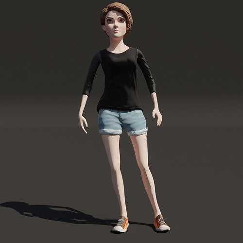 Teen Female  Low-poly 3D model