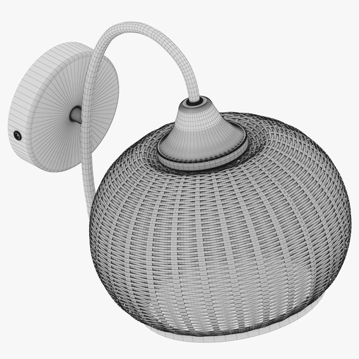 Rattan wall lighting Free 3D model_5