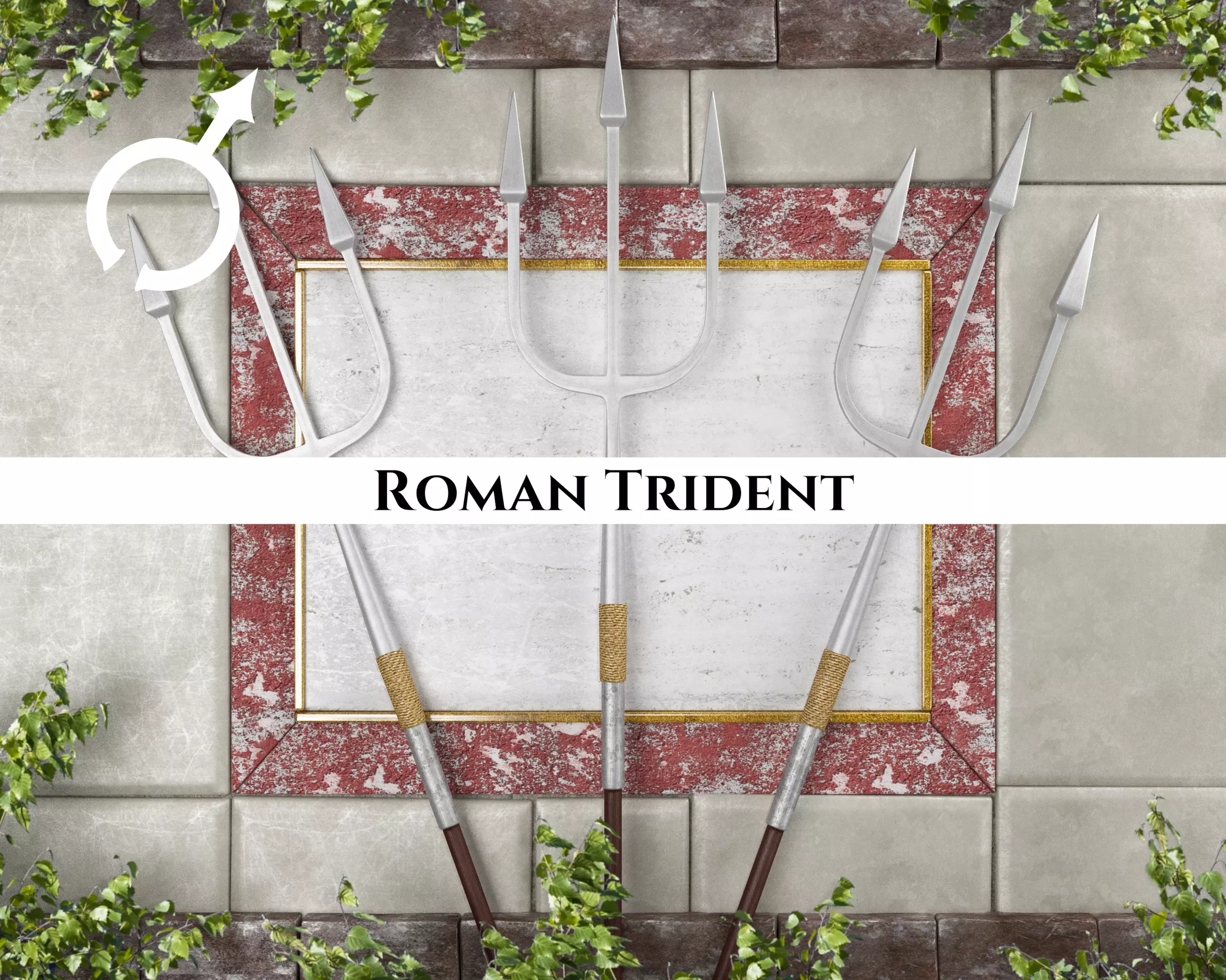 Ancient Roman Trident Low-poly 3D model_0