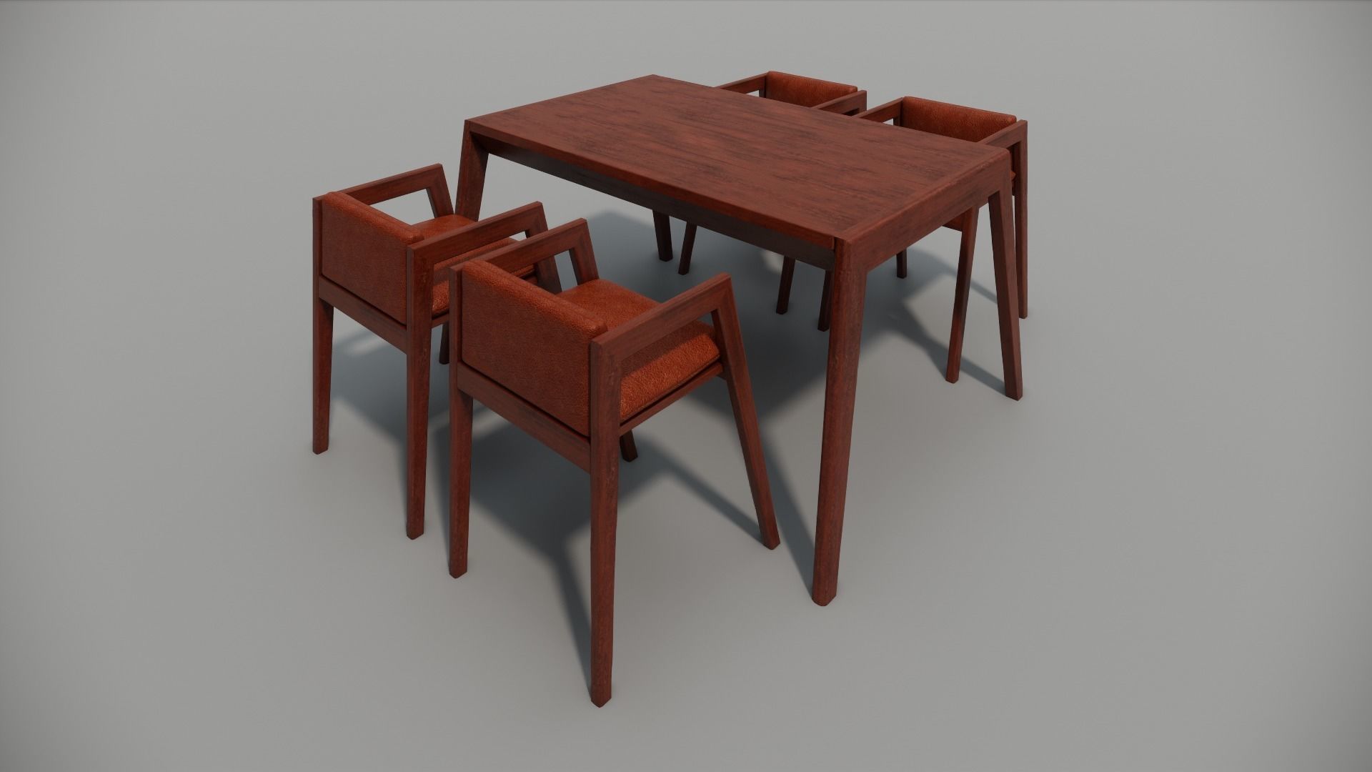 Table and chair Family for Revit three sizes wood 3d model 3D model_3