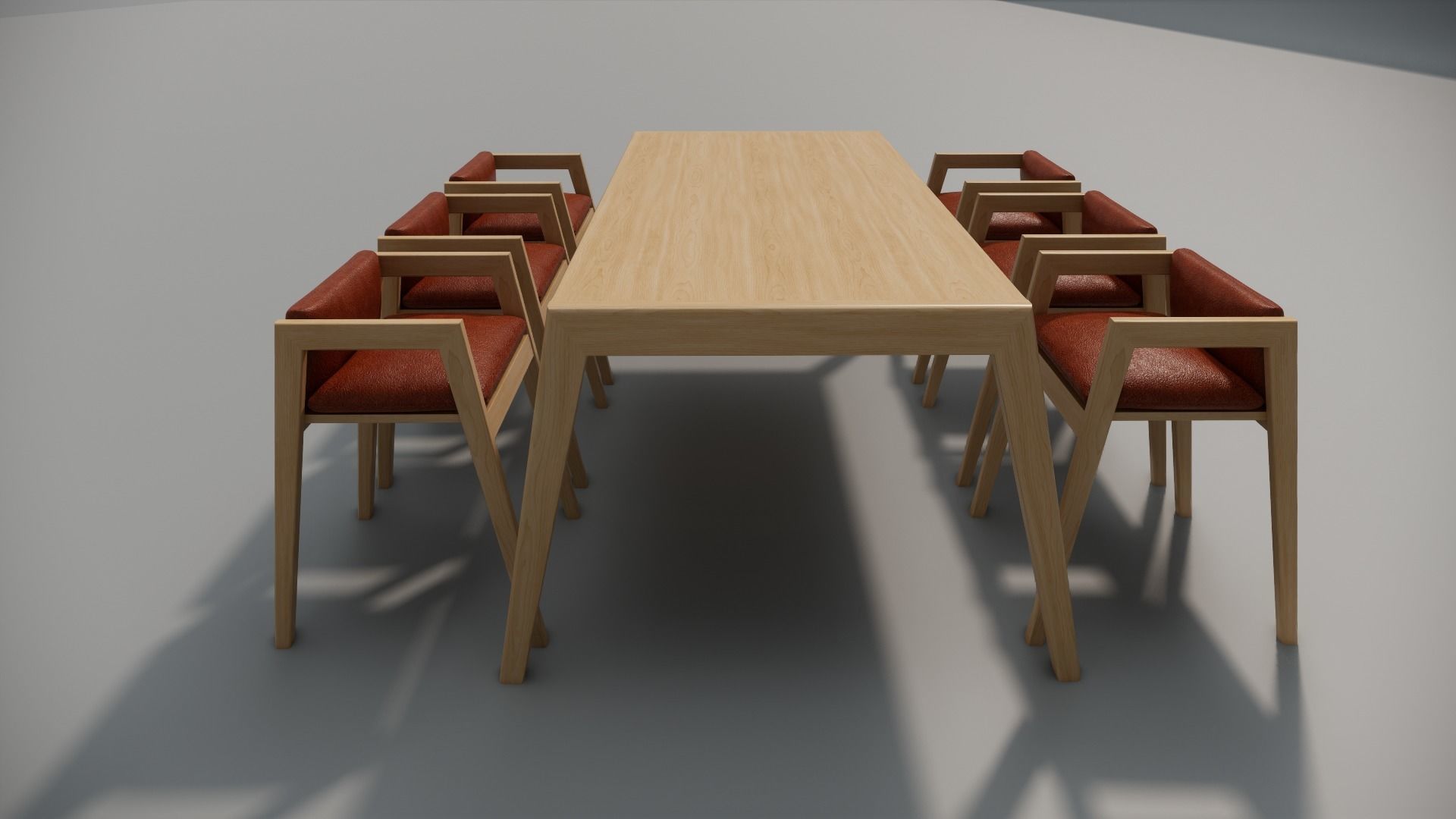 Table and chair Family for Revit three sizes wood 3d model 3D model_7