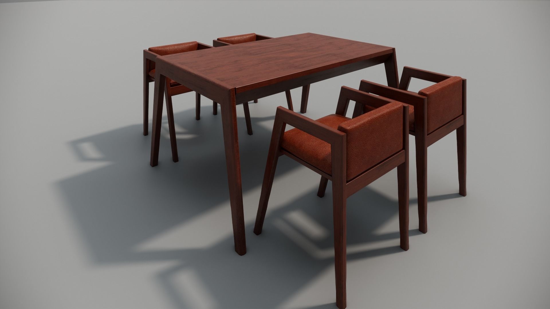 Table and chair Family for Revit three sizes wood 3d model 3D model_4