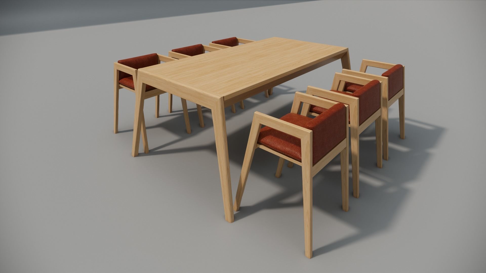 Table and chair Family for Revit three sizes wood 3d model 3D model_6