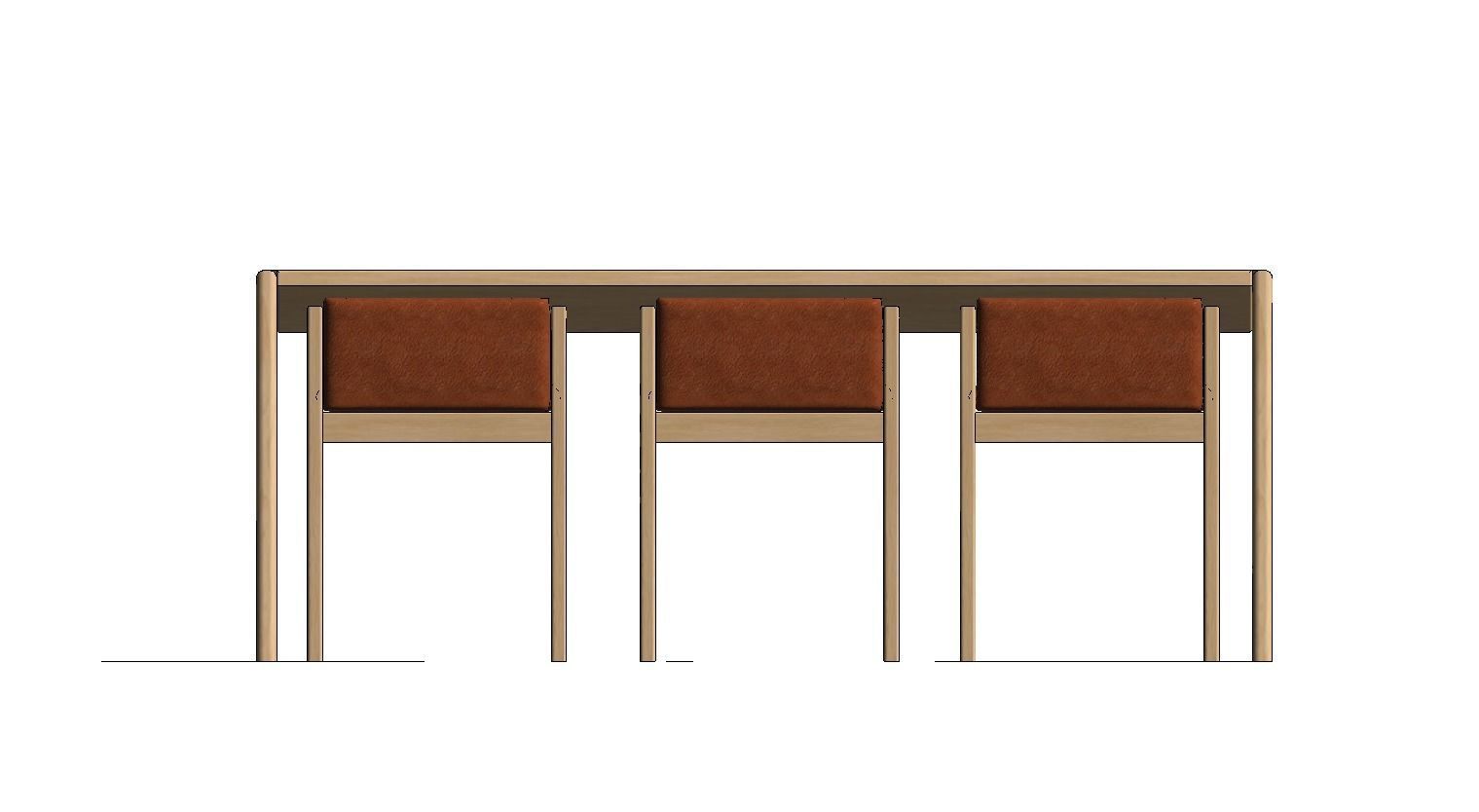 Table and chair Family for Revit three sizes wood 3d model 3D model_17