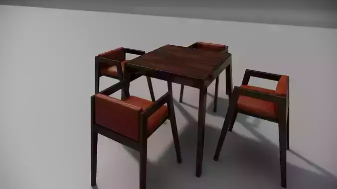 Table and chair Family for Revit three sizes wood 3d model 3D model