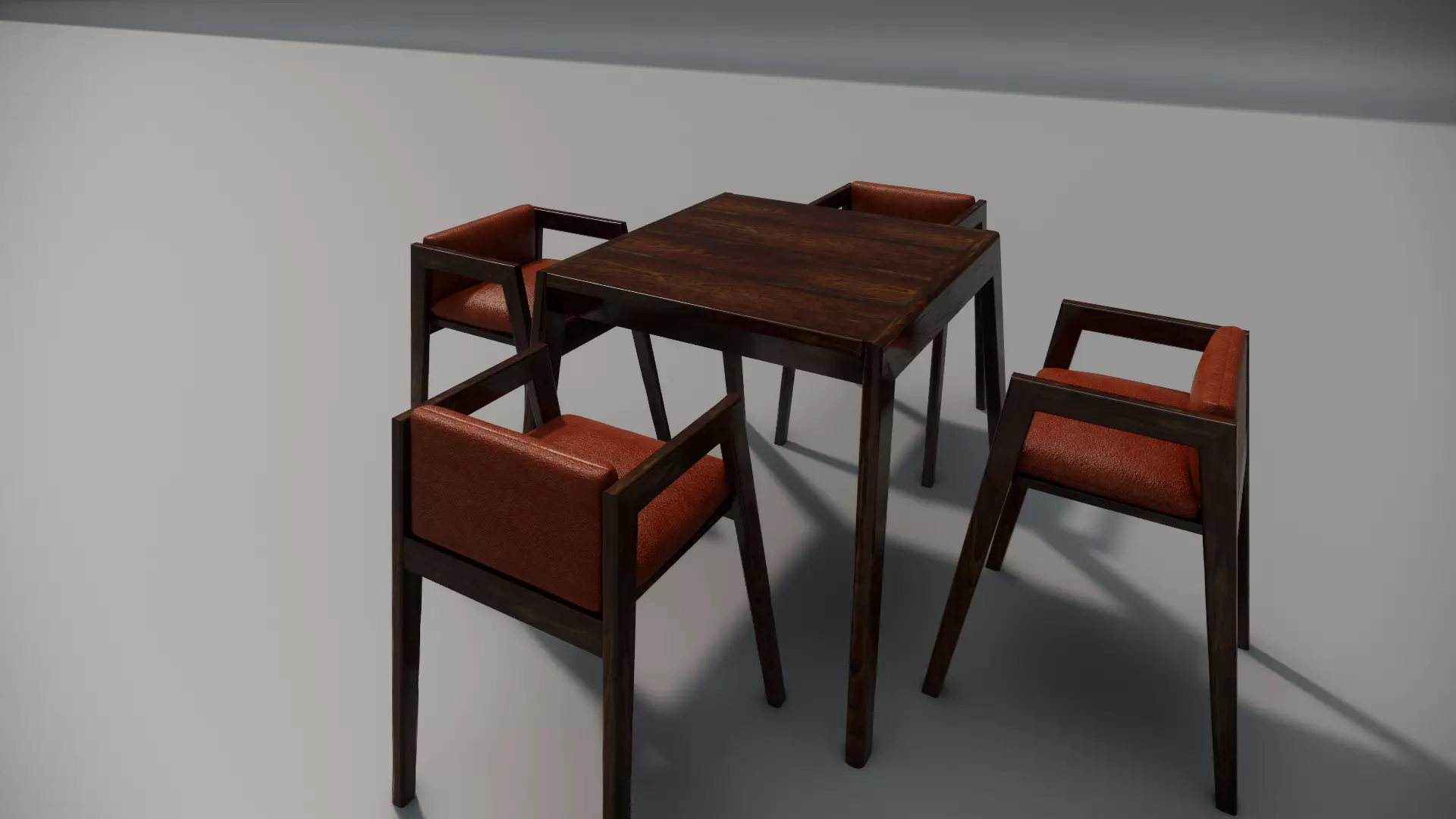 Table and chair Family for Revit three sizes wood 3d model 3D model_0
